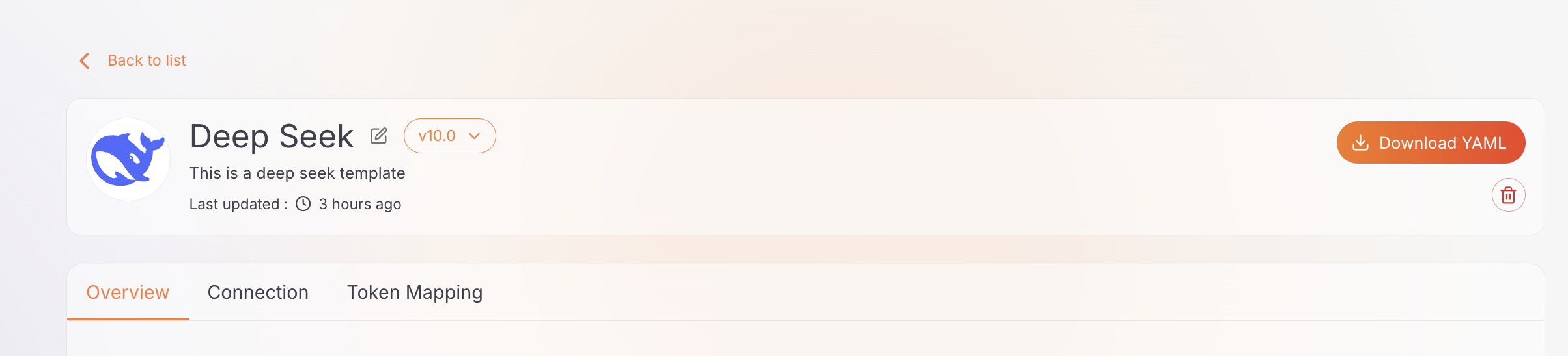 Delete confirmation dialog for a custom template version