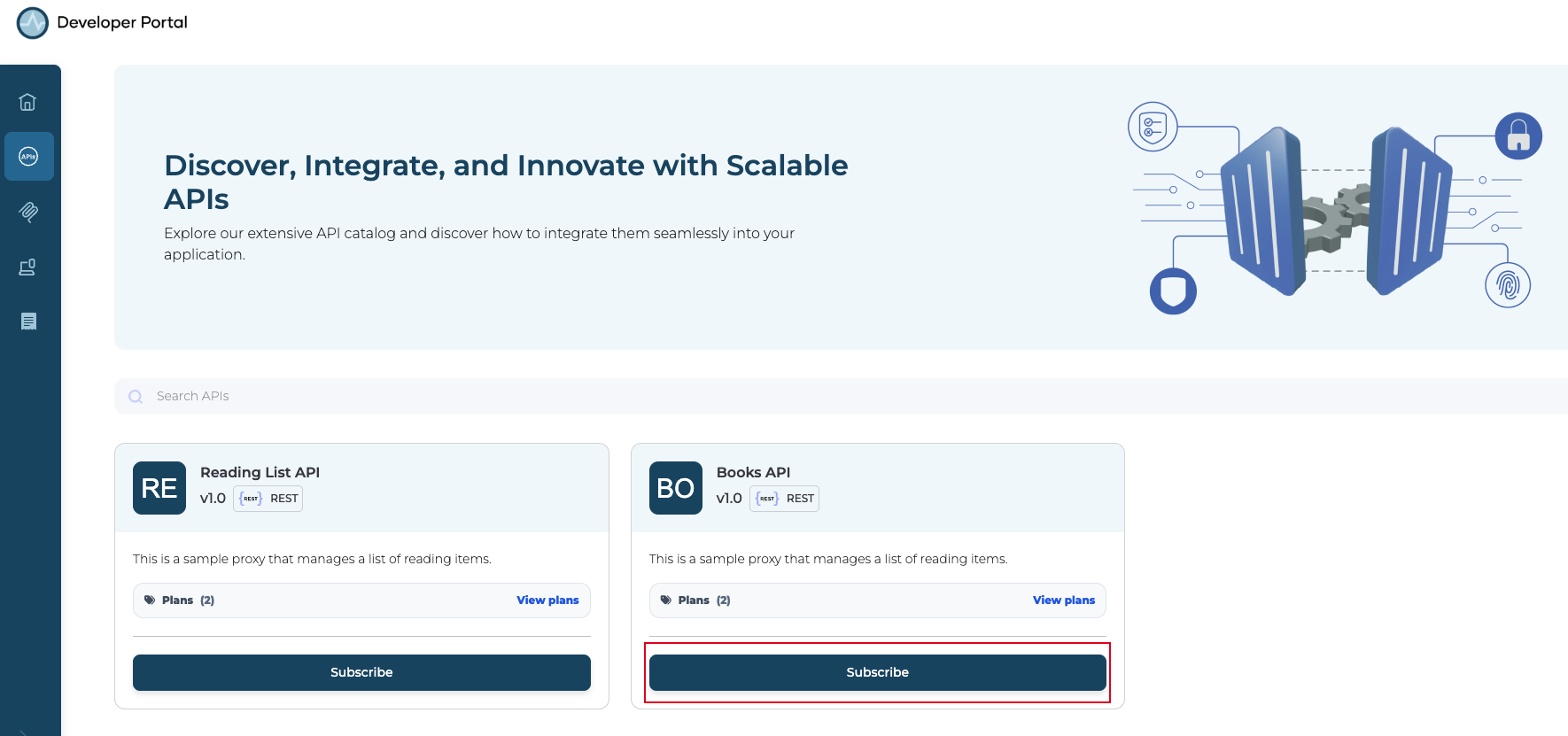 API Listing Page