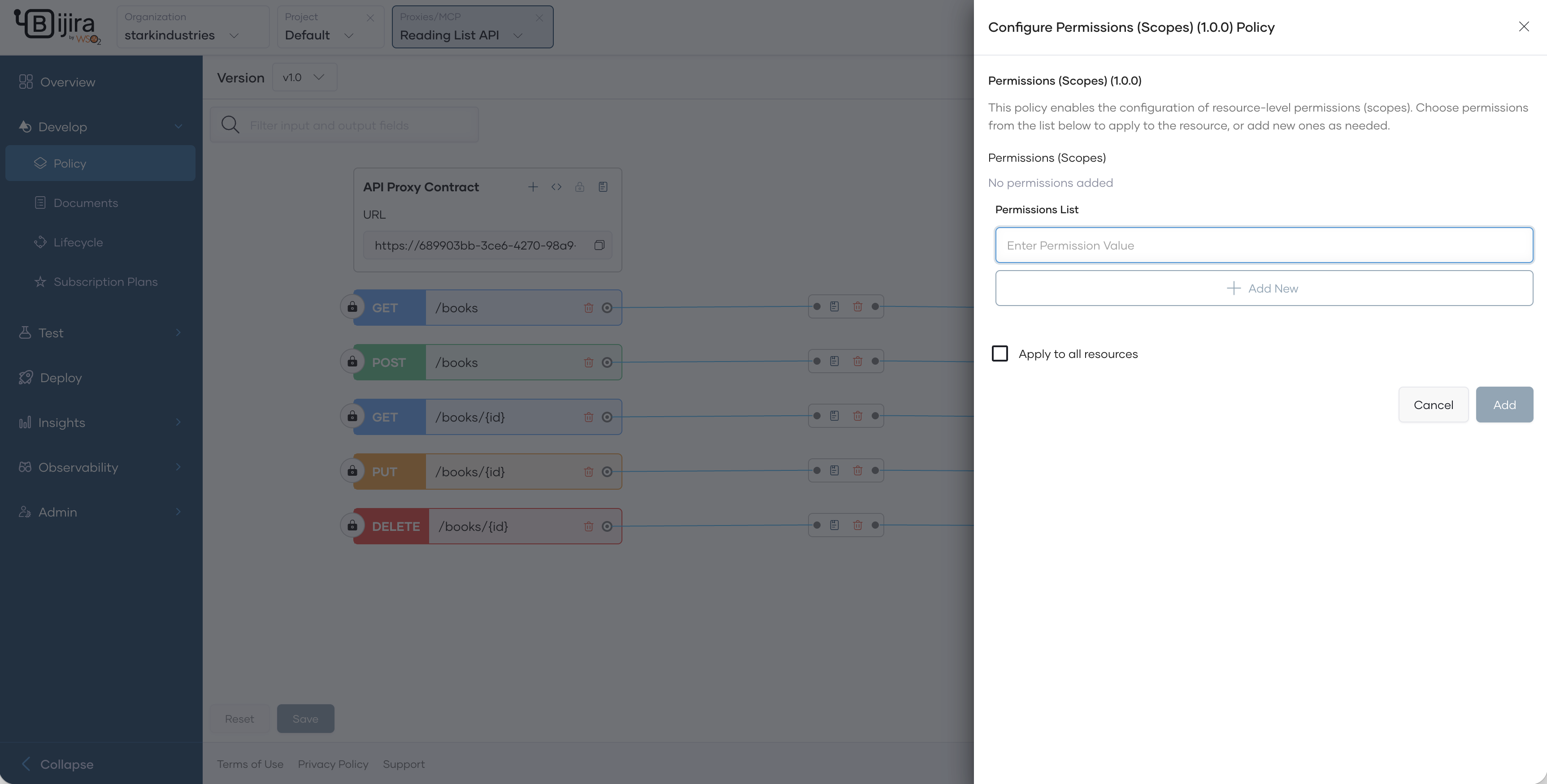 Attach Policy Button