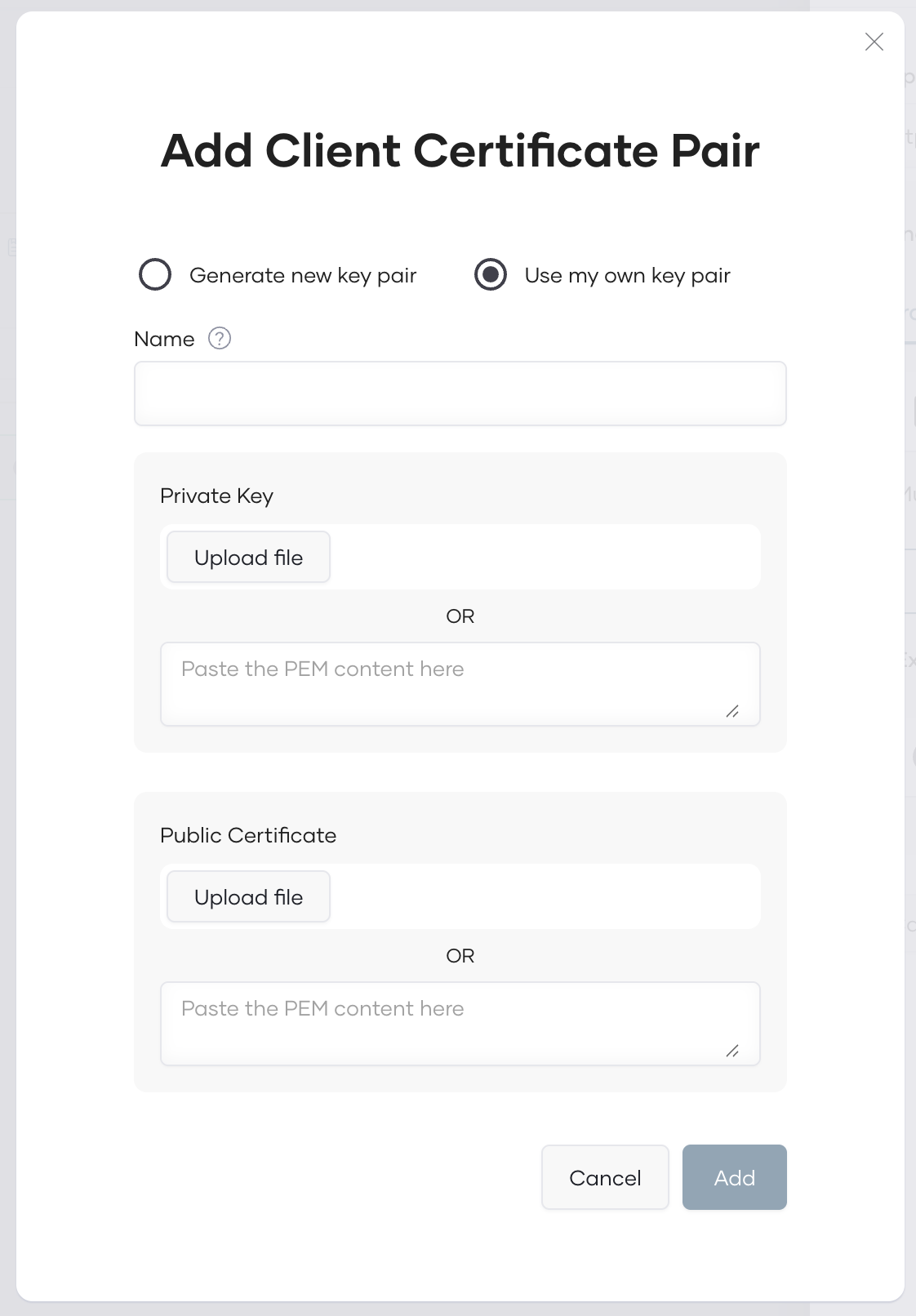 Use own key pair