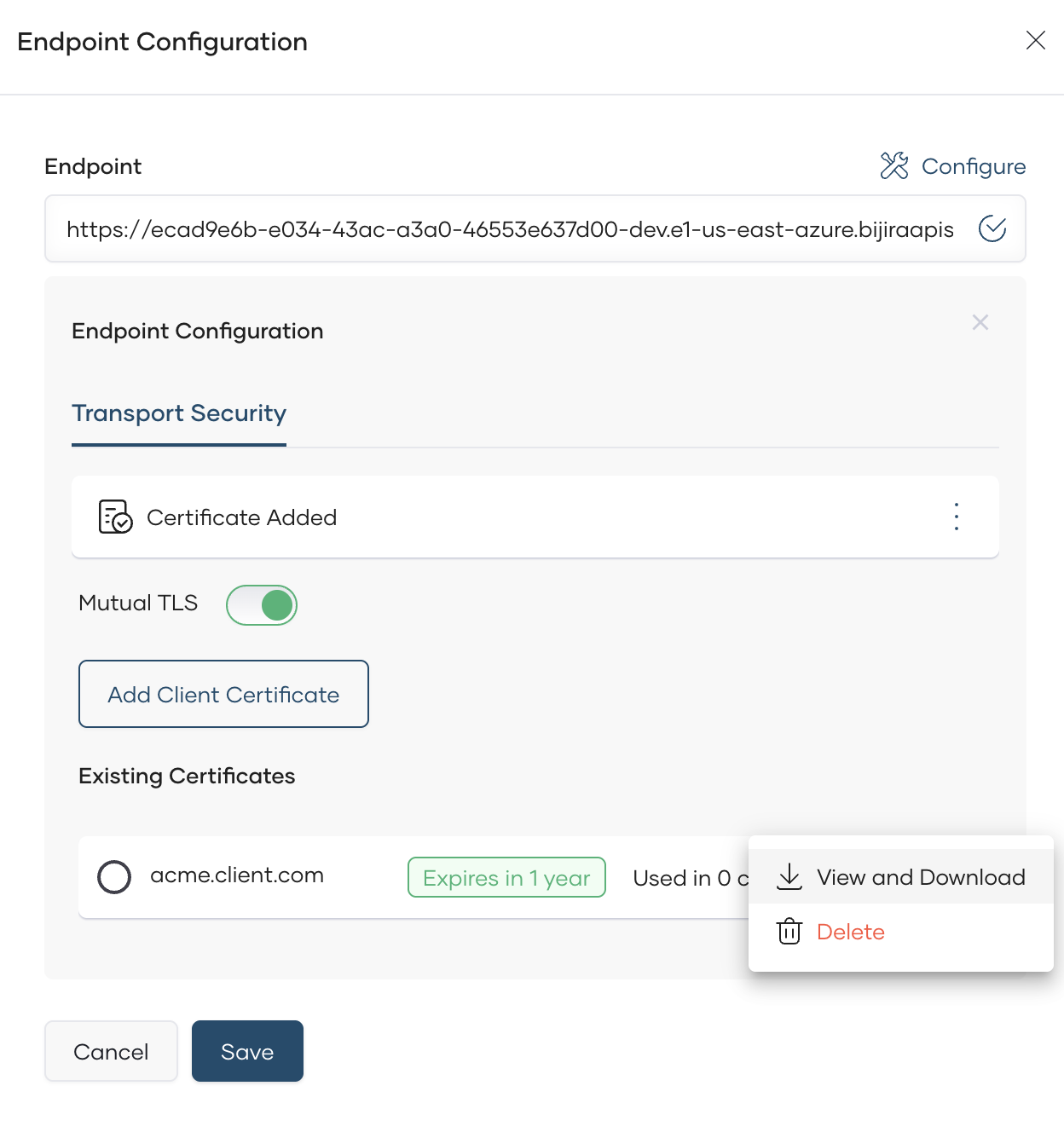 View and download certificate