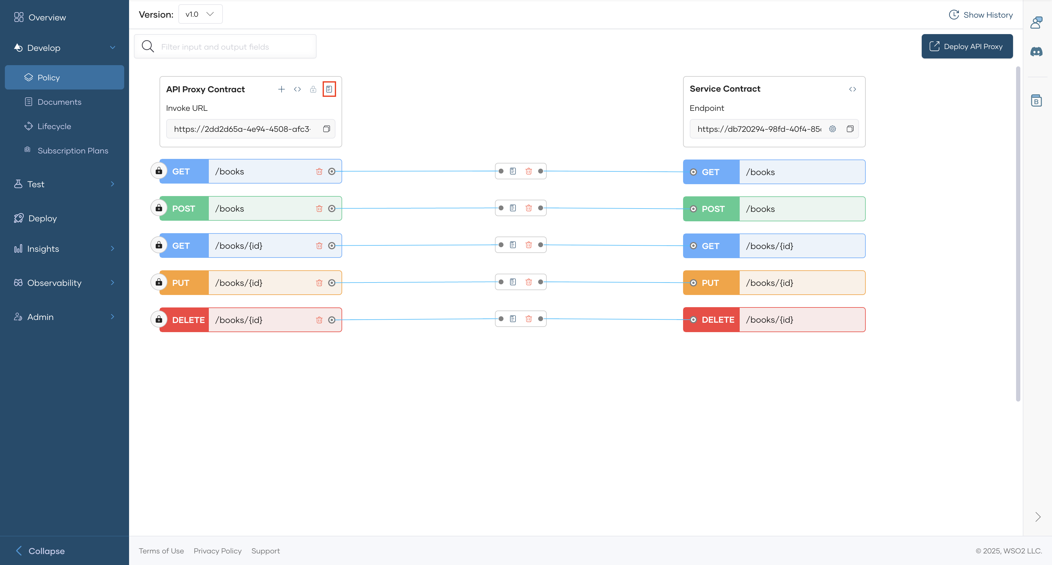 Add API-level Policies button