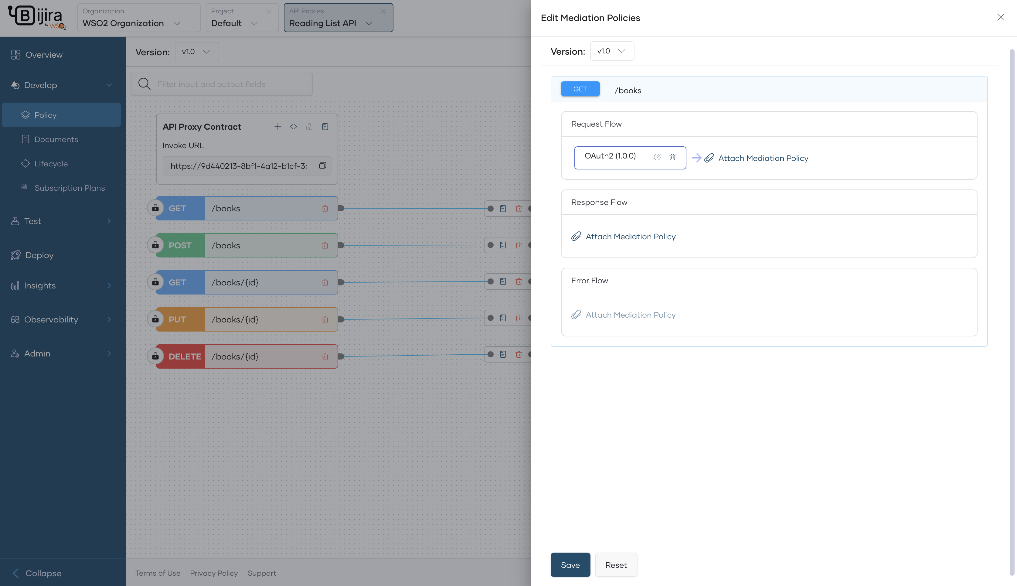 Edit mediation policies pane