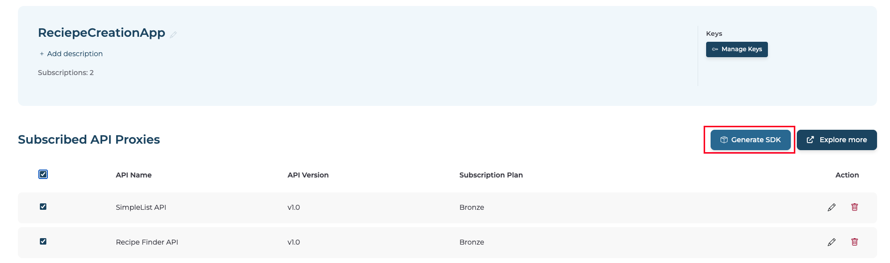 Select APIs