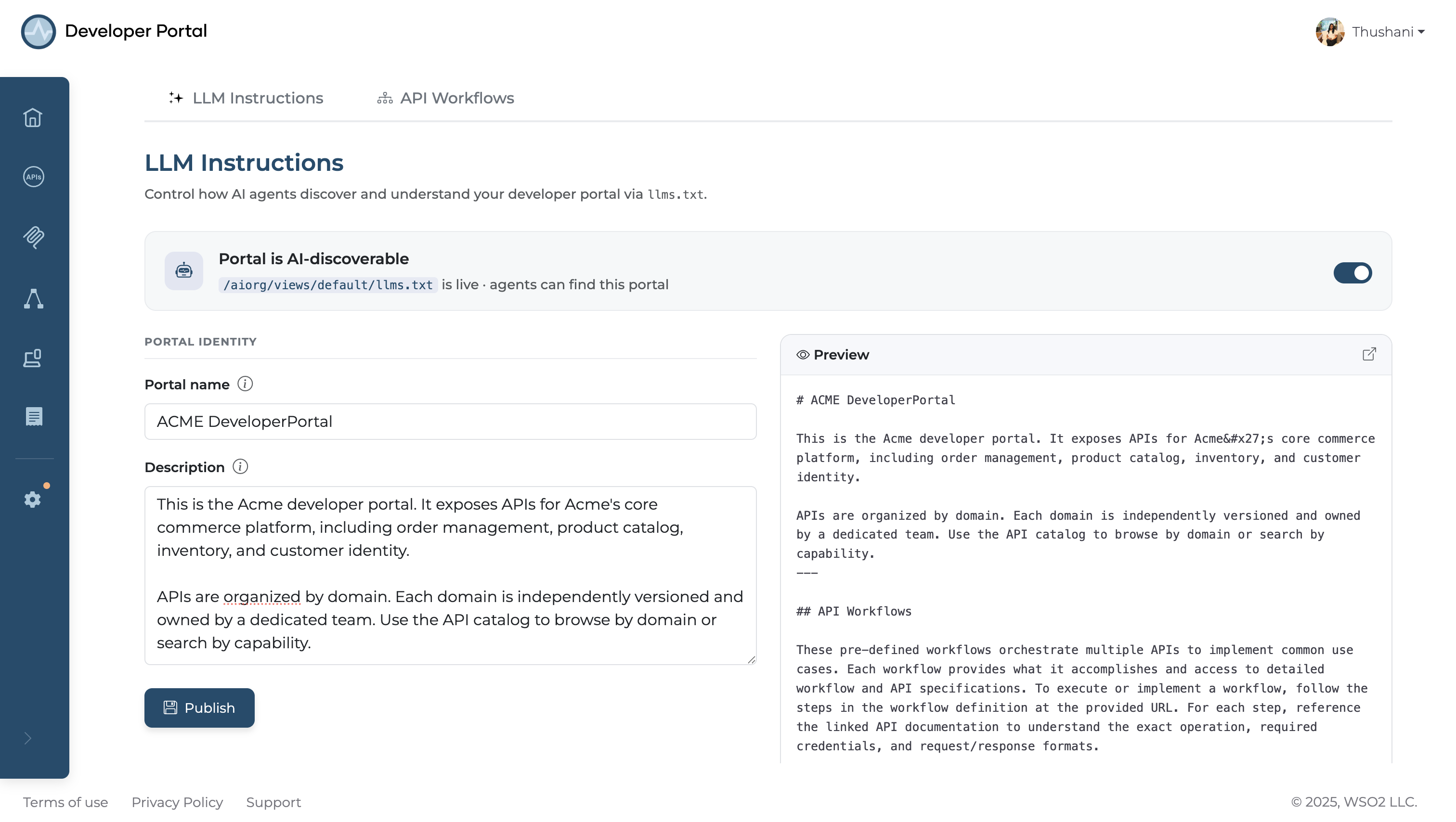 LLM Instructions text editor