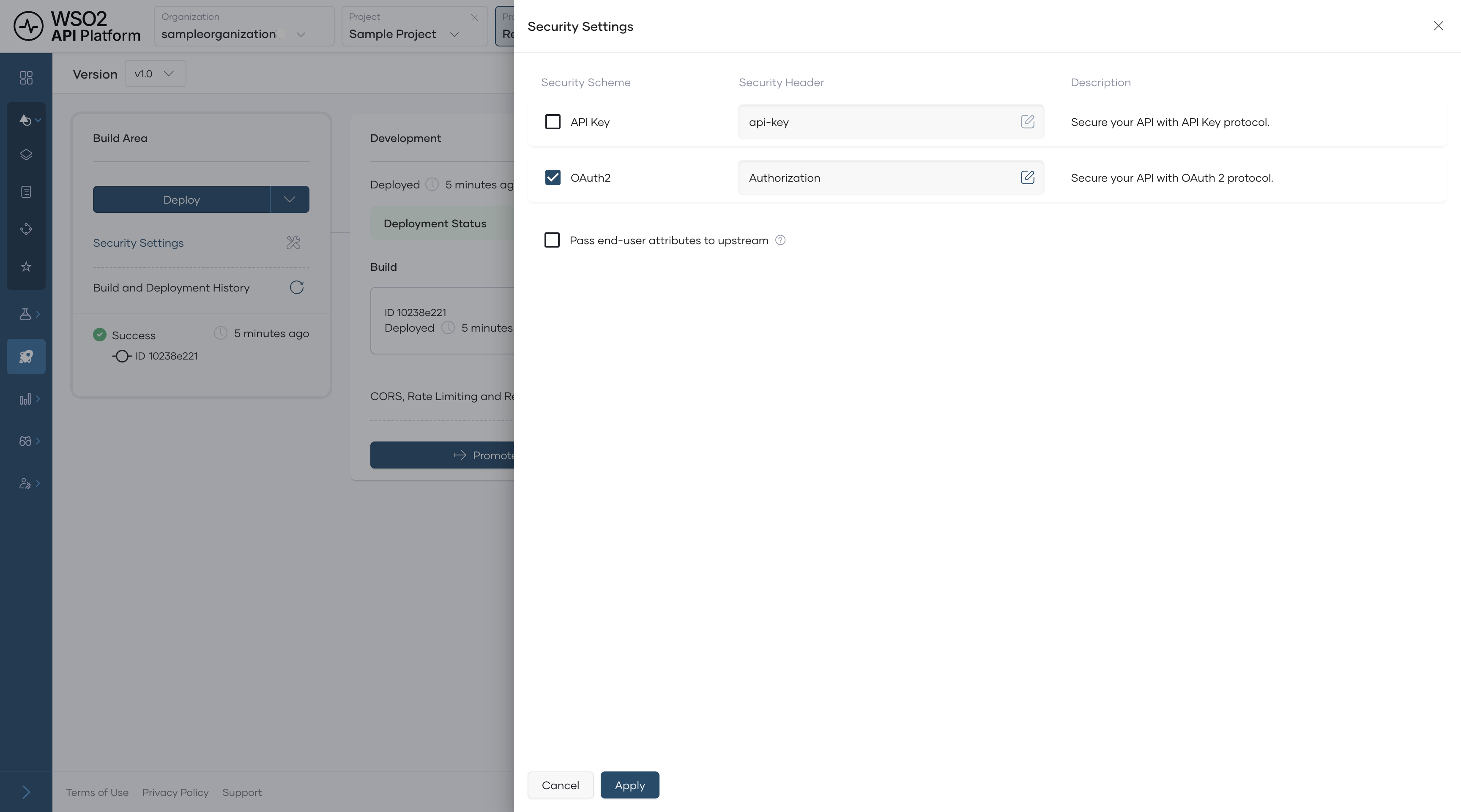 OAuth2 authentication enabled
