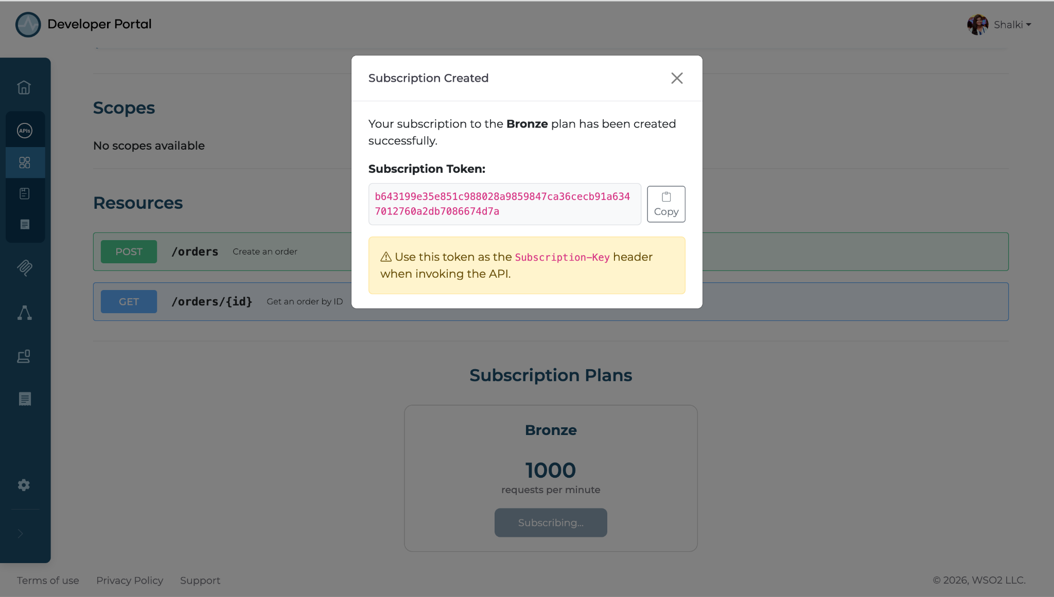 Subscription token