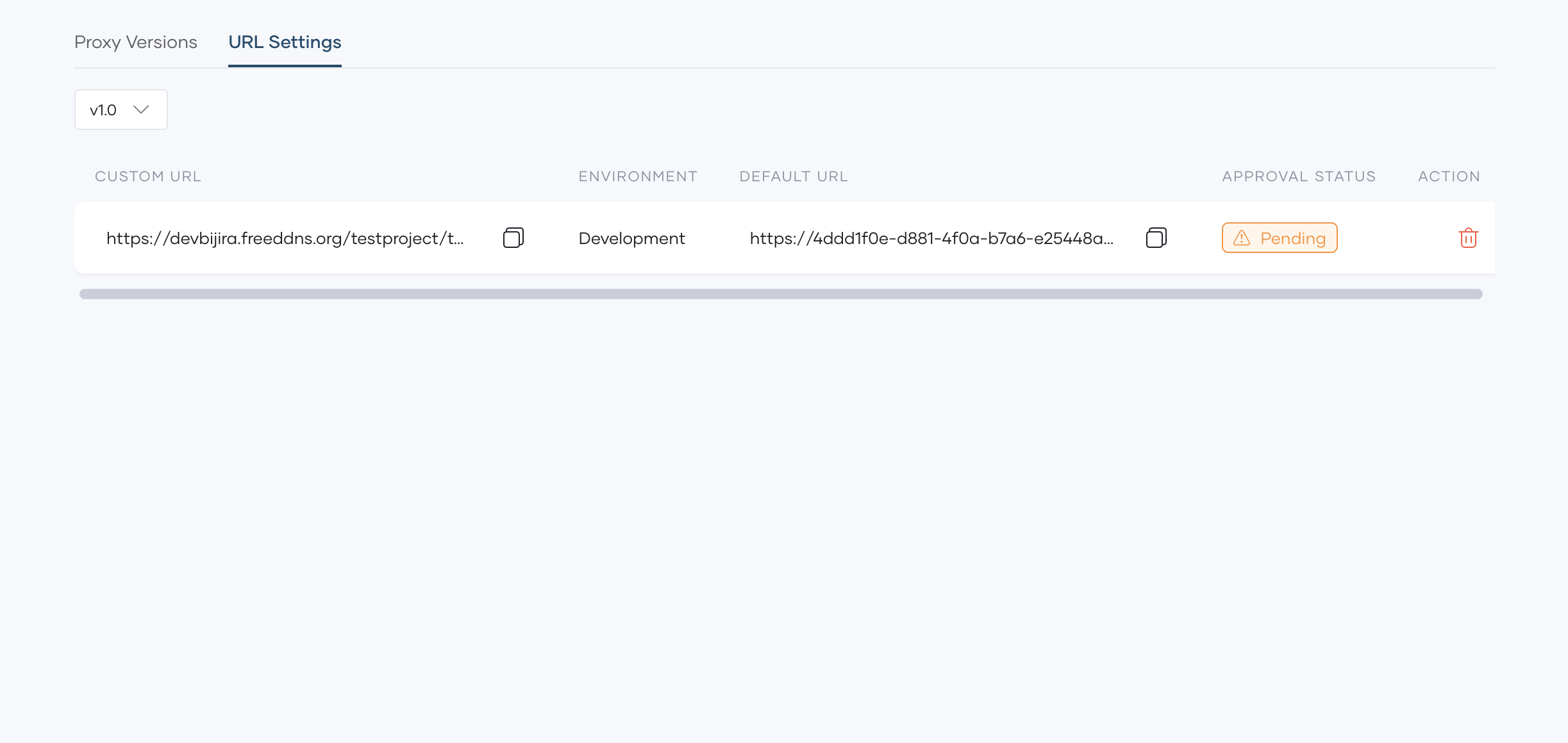 Pending custom URL confirmation