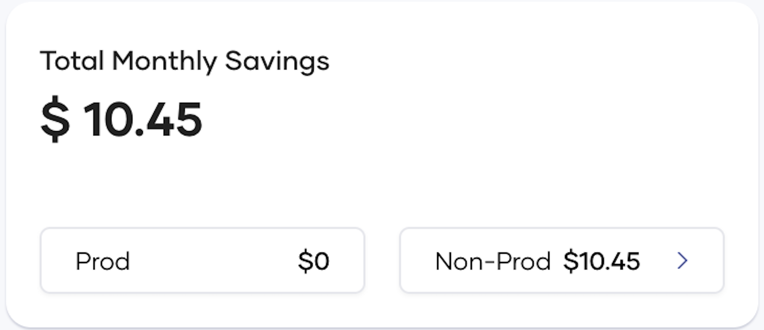 Total monthly savings card