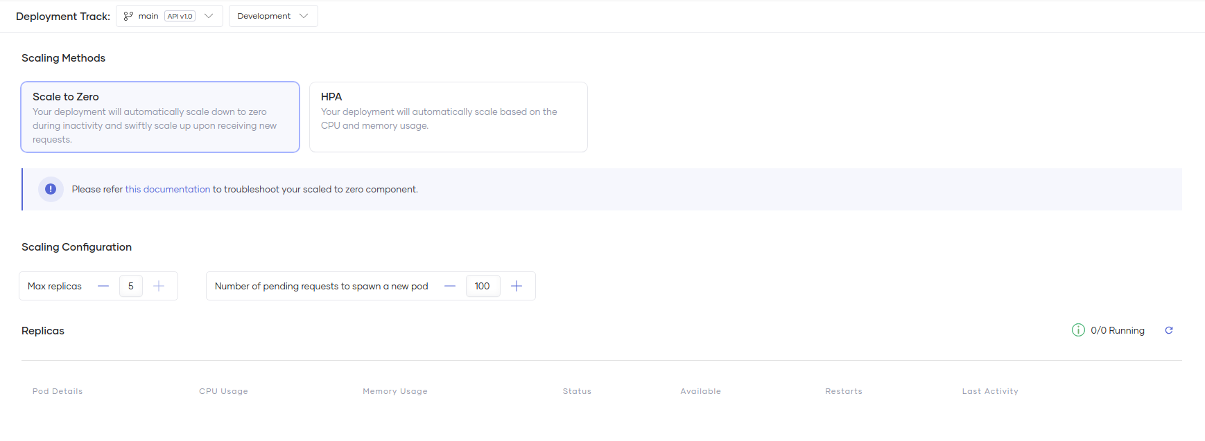Free User - Scale to Zero