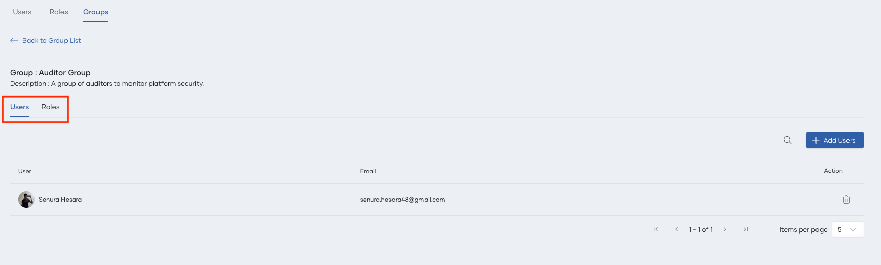 Assign role and user to group