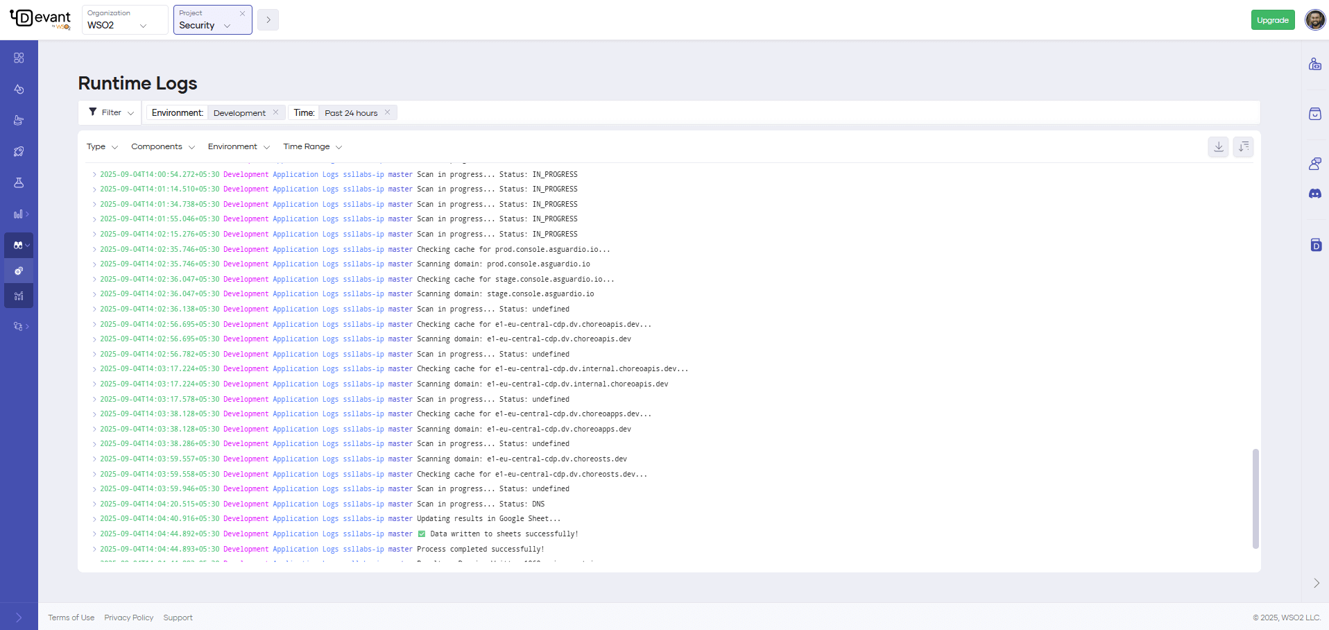 Runtime logs
