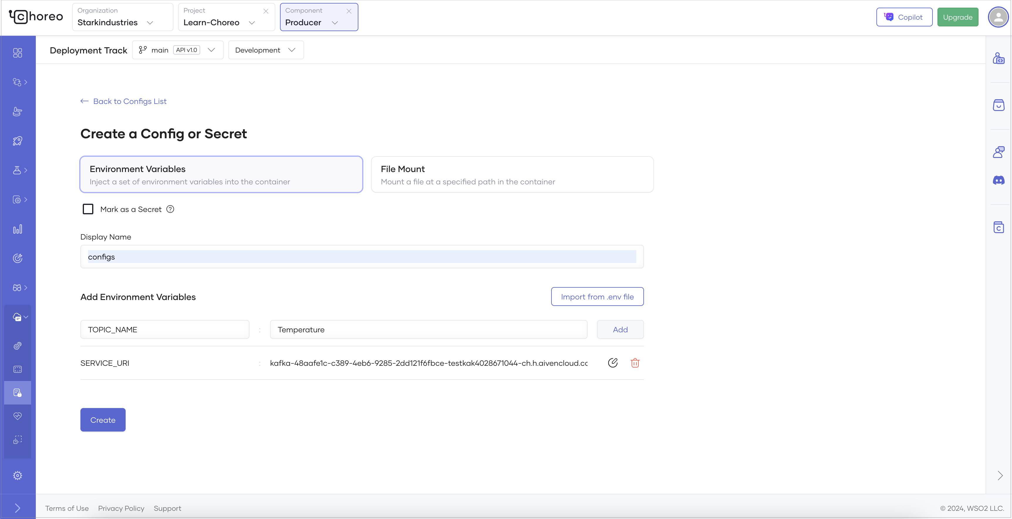 Set environment variables