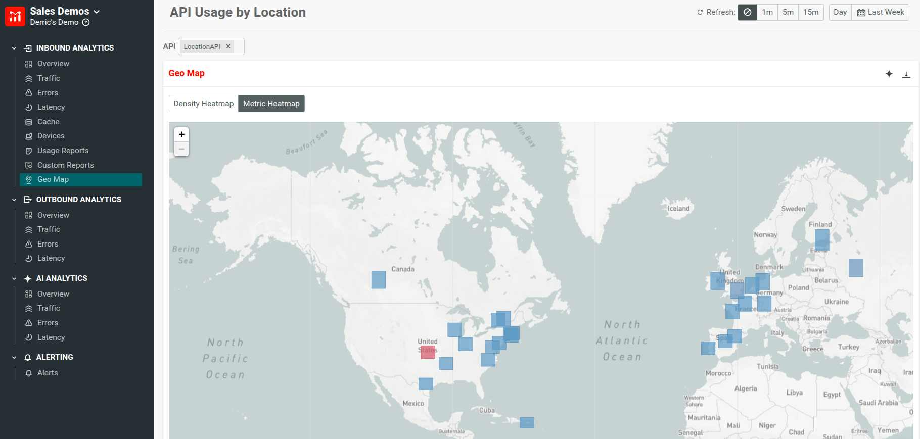 You can observe your API’s adoption by geographic region in real time in an interactive map