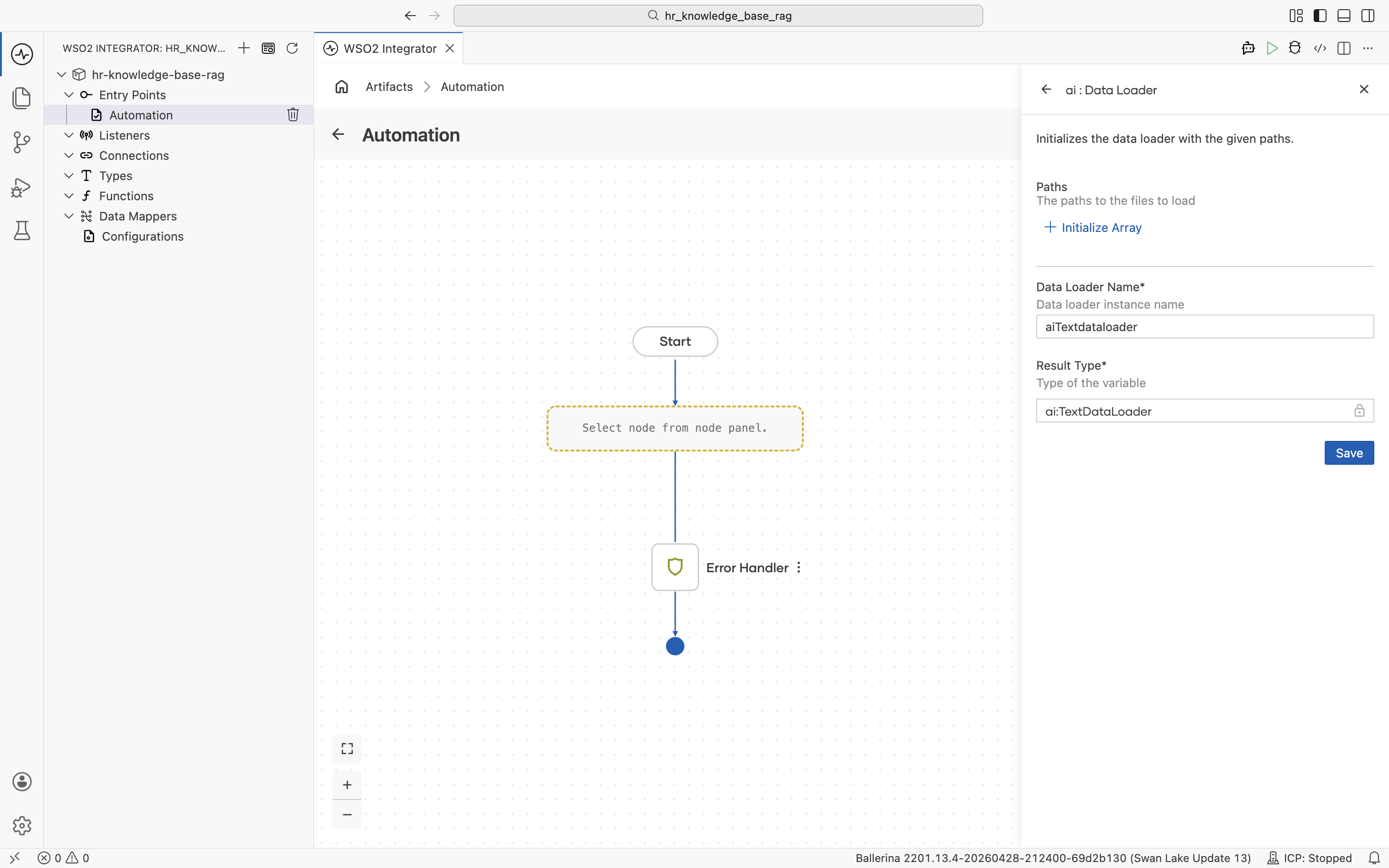 Data Loader form initial state