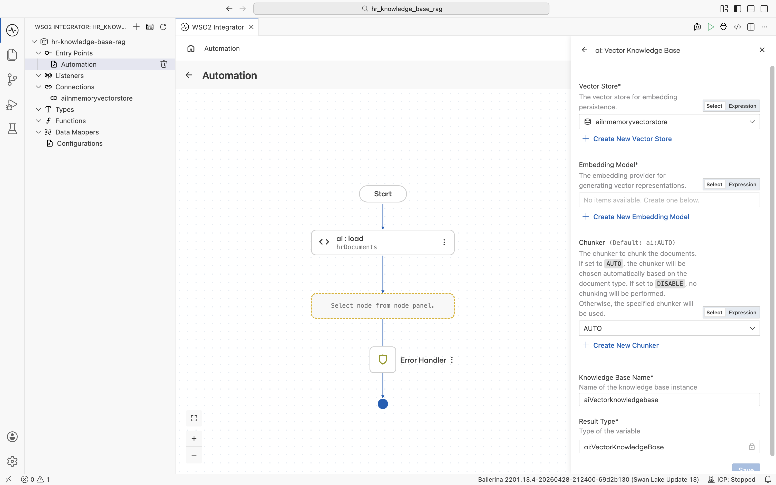 Vector Knowledge Base form with vector store filled