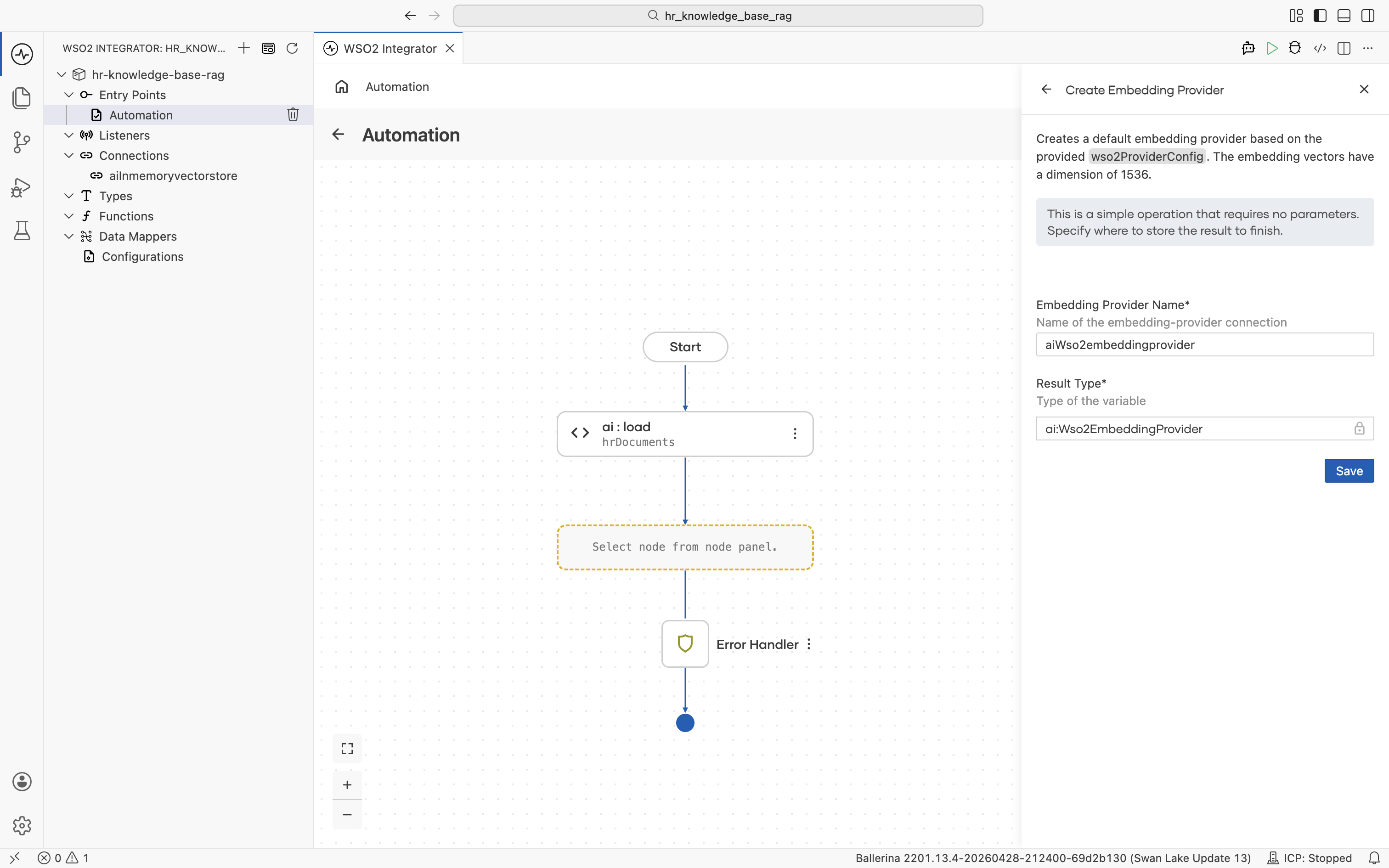Create Embedding Provider filled
