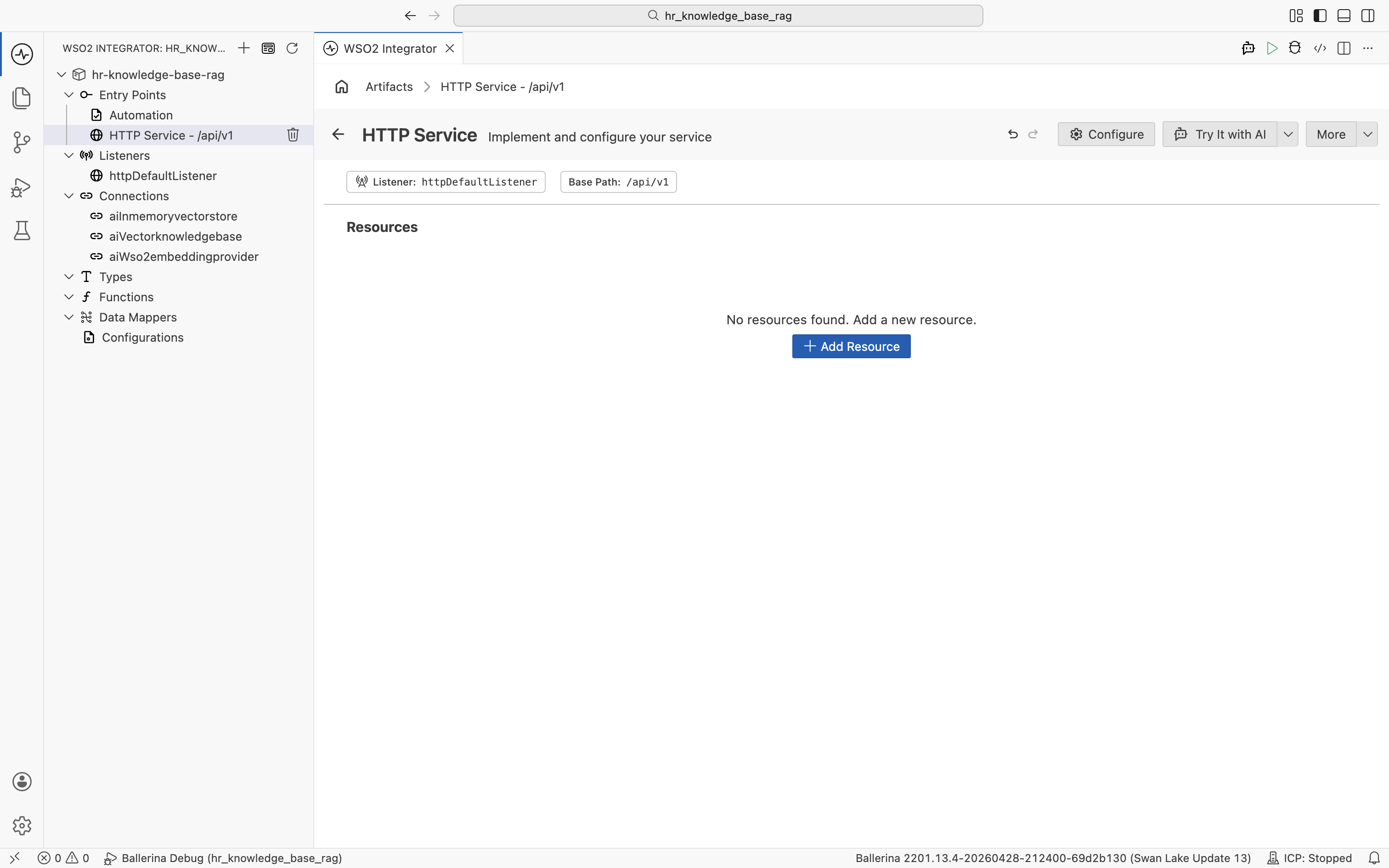HTTP Service designer with no resources