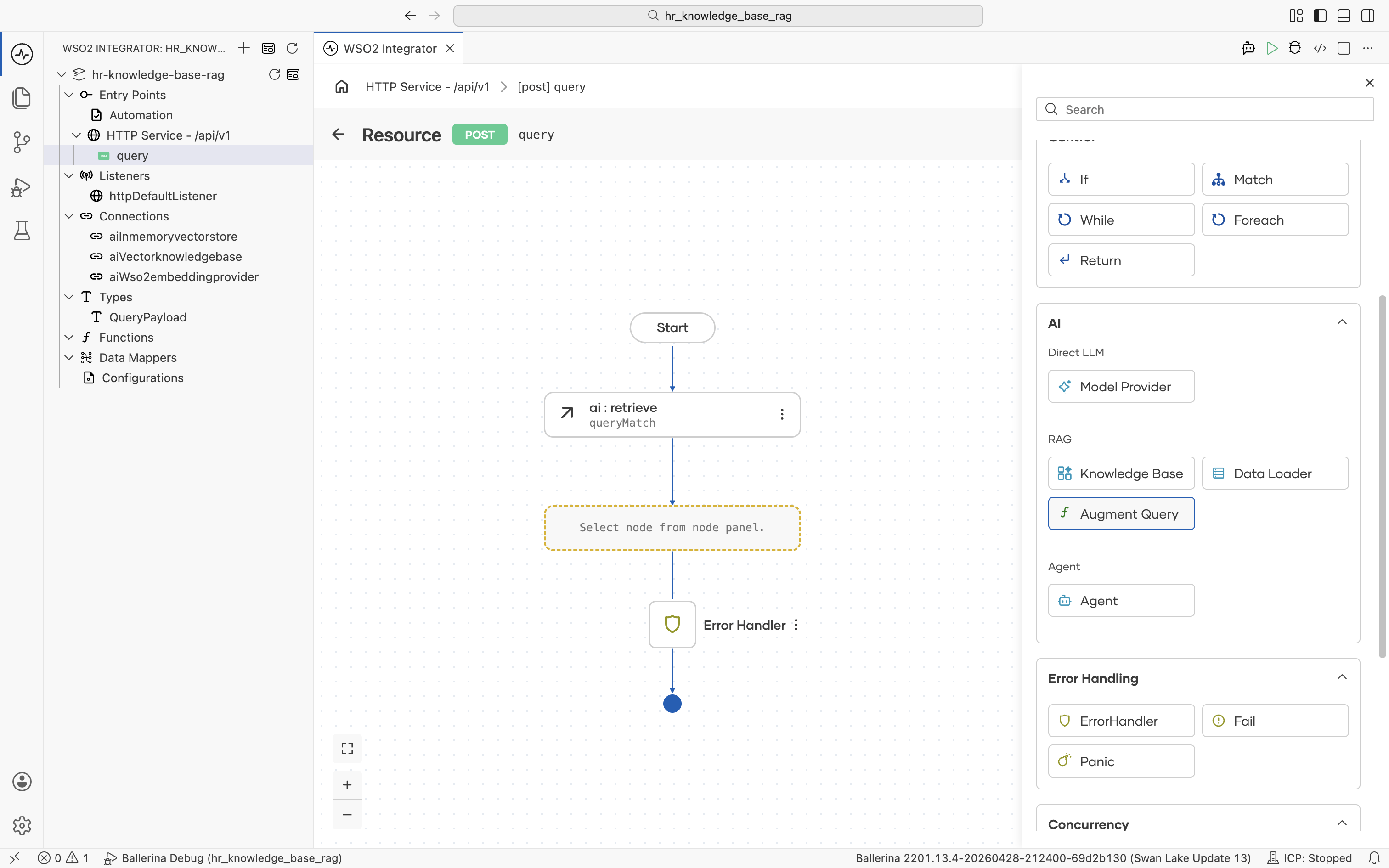 Augment Query option in the AI > RAG section
