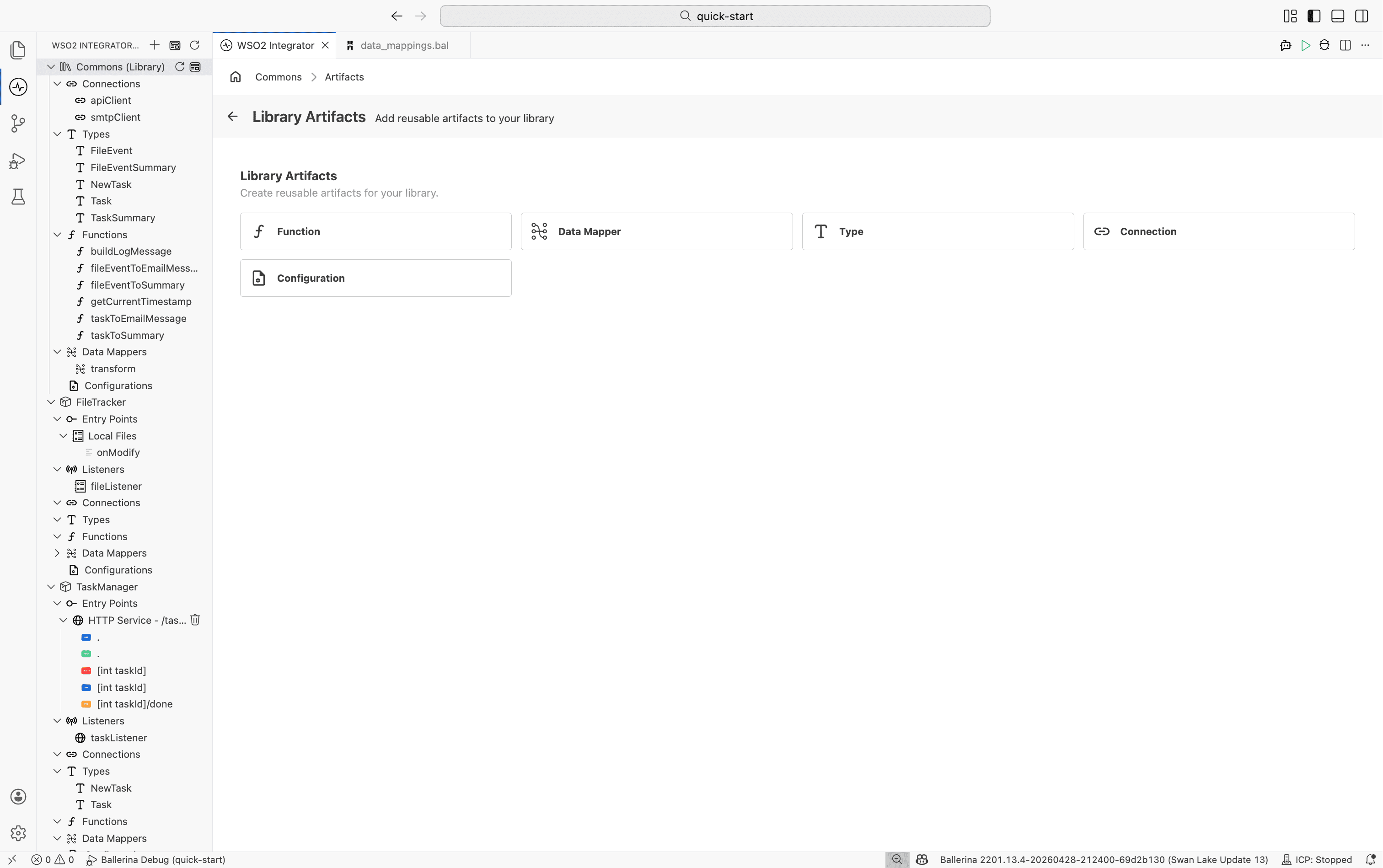 Add artifacts menu