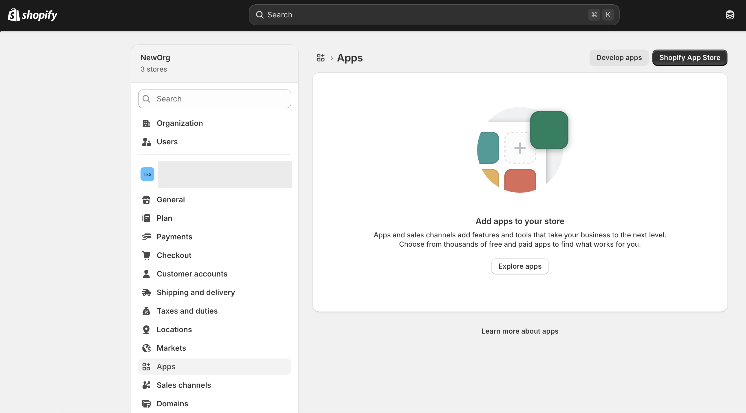 Apps section