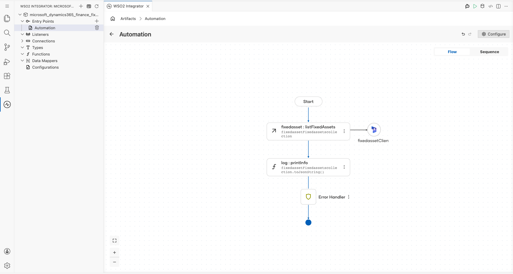 Completed Microsoft Dynamics 365 Finance Fixed Asset flow with the configured operation
