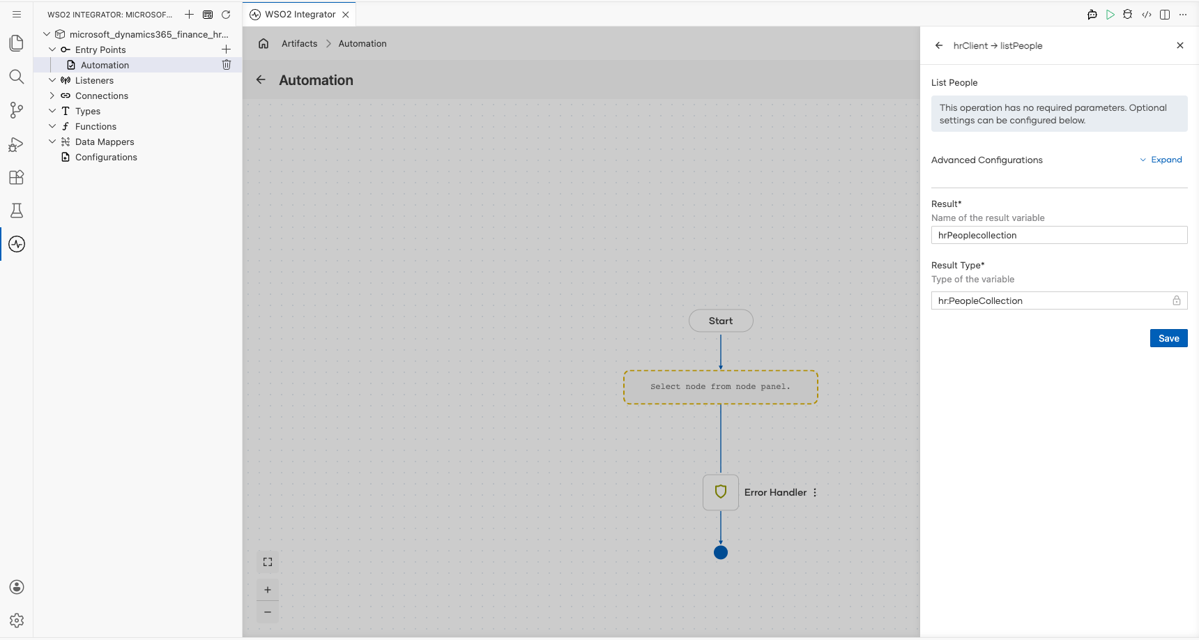 Microsoft Dynamics 365 Finance HR List People operation with all values entered before saving