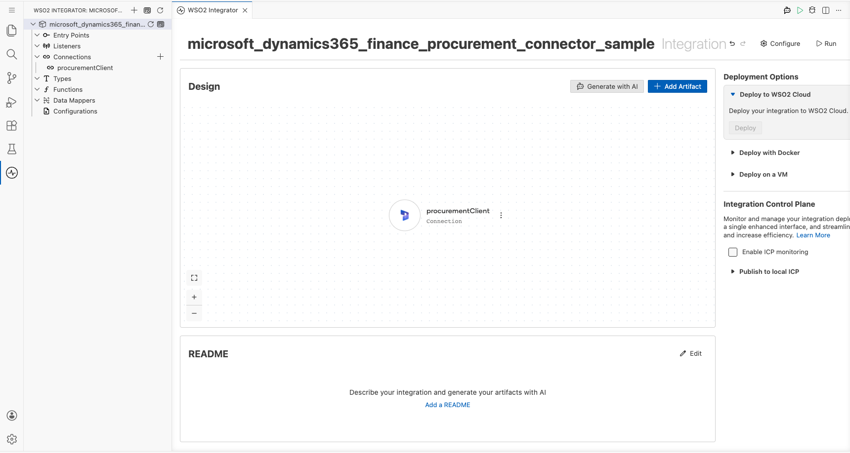 Microsoft Dynamics 365 Finance Procurement connection visible after saving