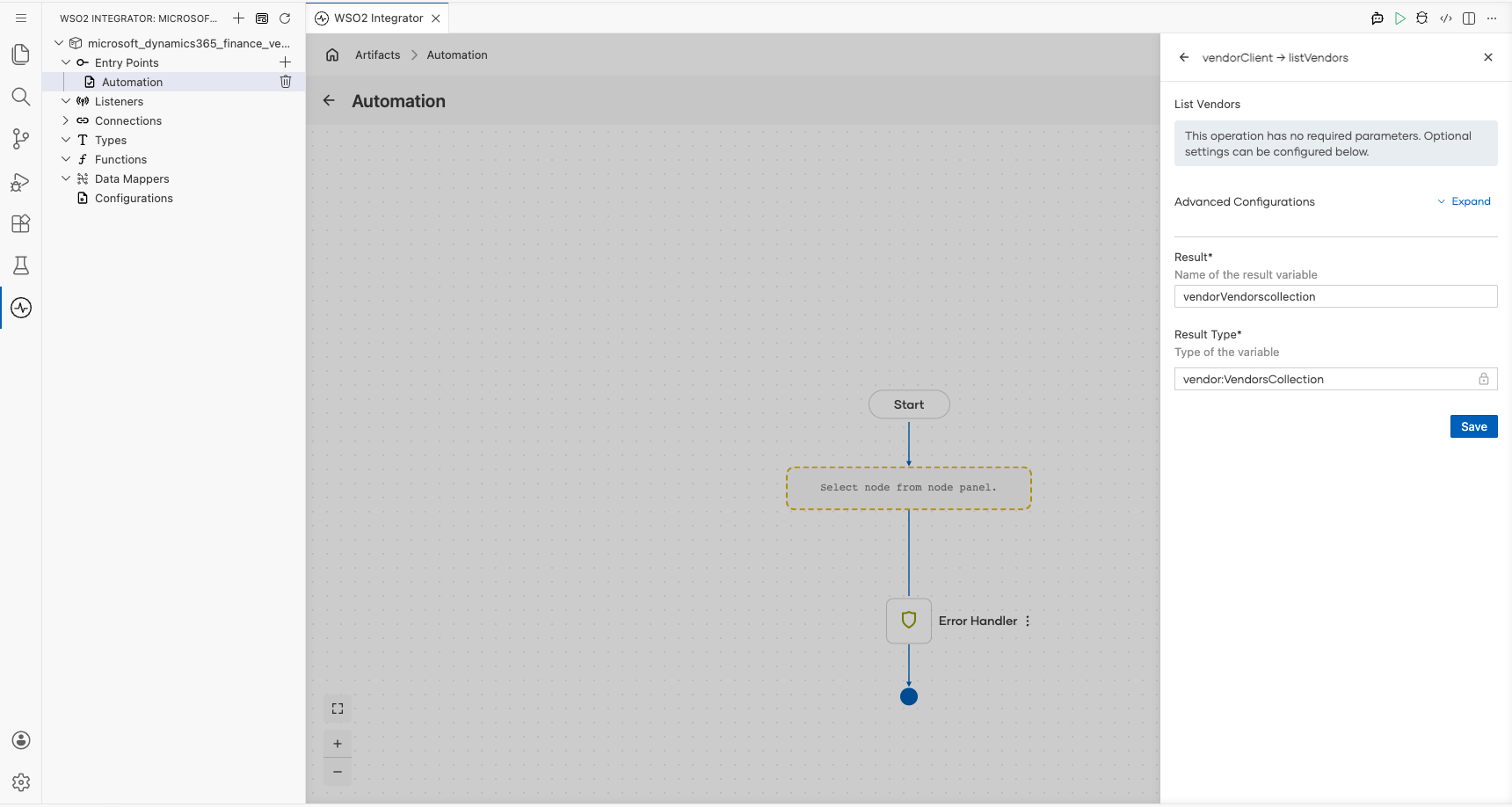 Microsoft Dynamics 365 Finance Vendor List Vendors operation with all values entered before saving
