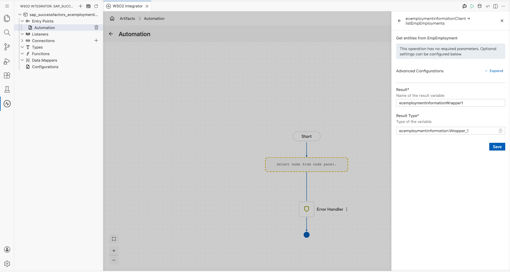SAP SuccessFactors Employee Central Employment Information List Emp Employments operation with all values entered before saving