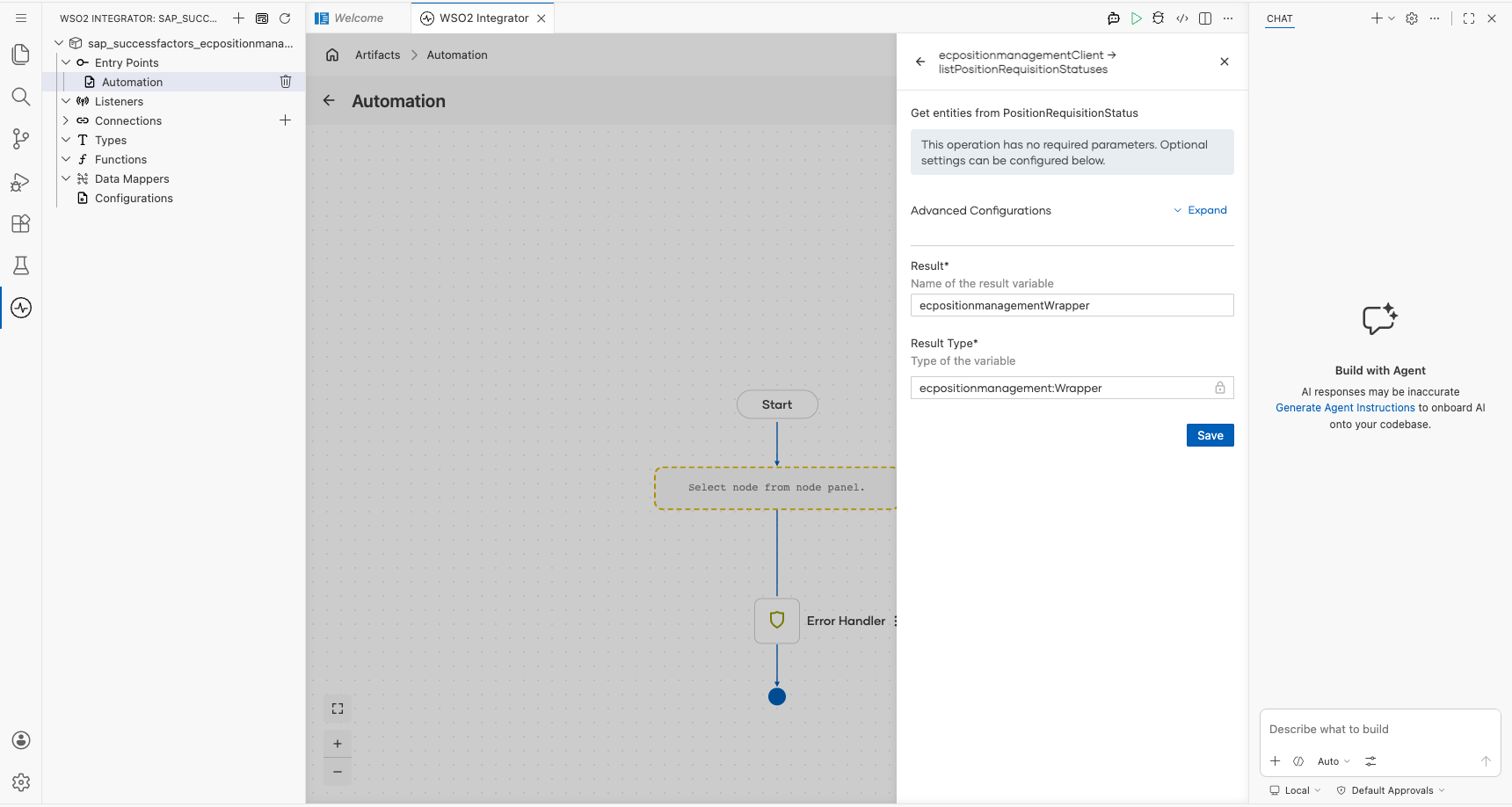 SAP SuccessFactors Employee Central Position Management List Position Requisition Statuses operation with all values entered before saving