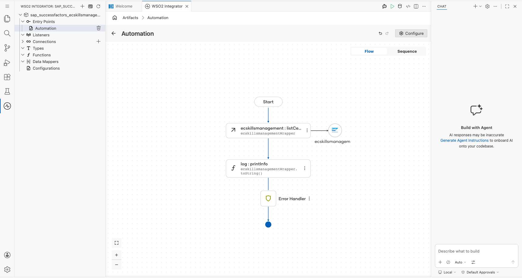 Completed SAP SuccessFactors Employee Central Skills Management flow with the configured operation