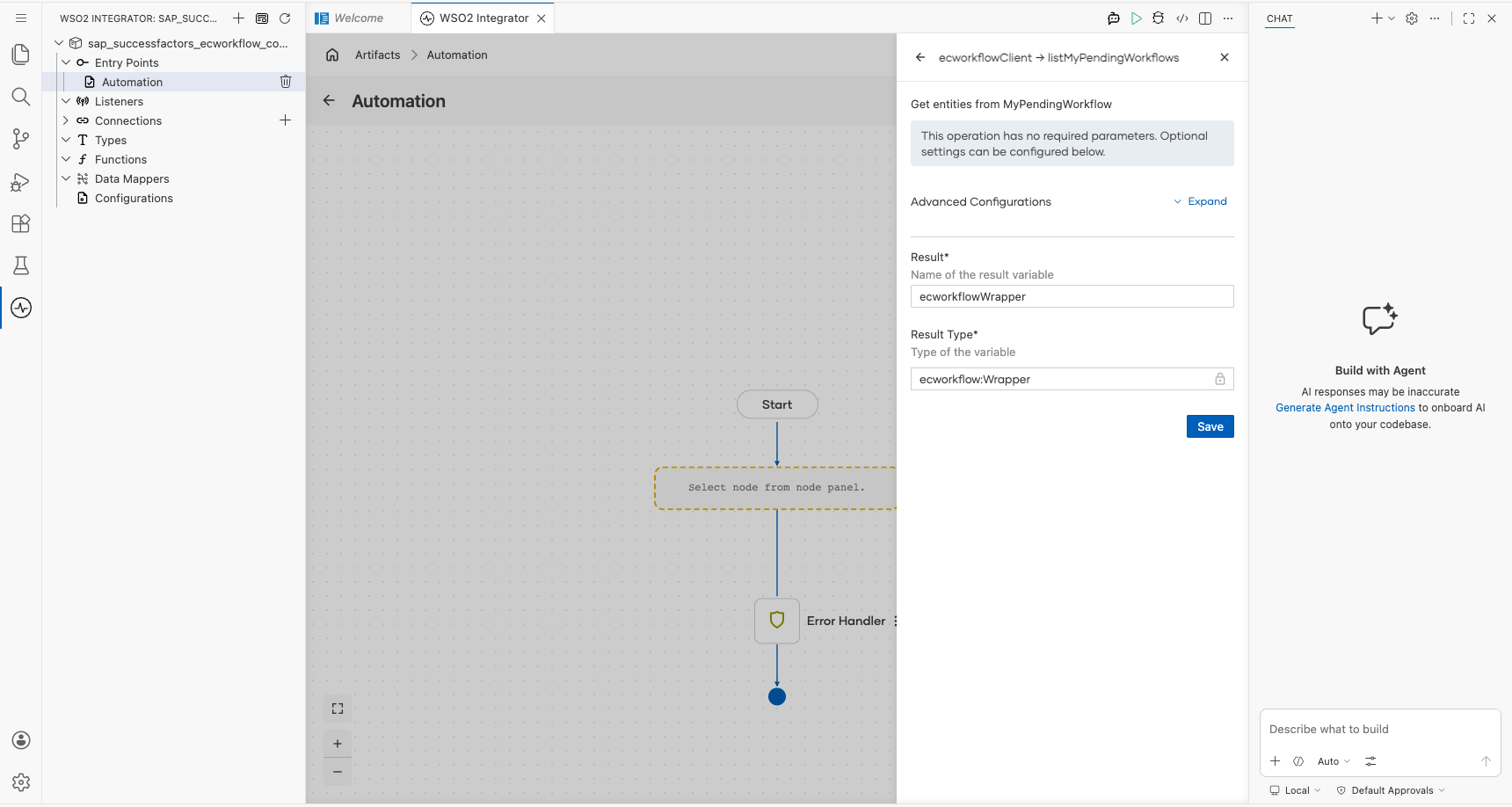 SAP SuccessFactors Employee Central Workflow List My Pending Workflows operation with all values entered before saving