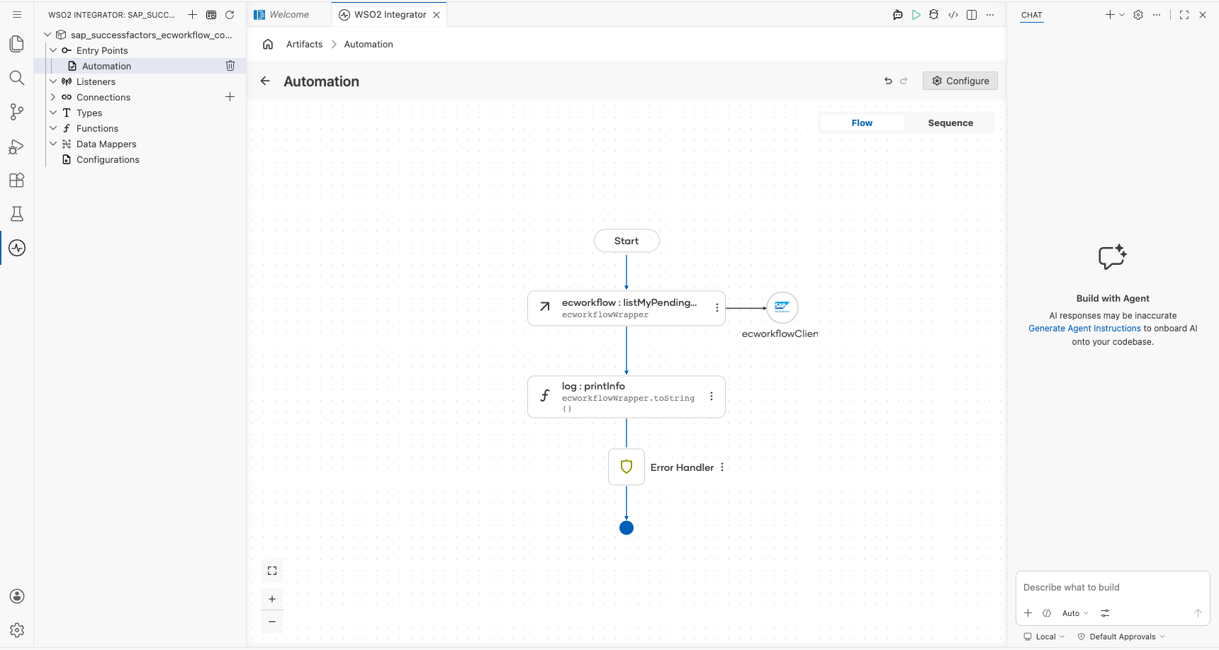 Completed SAP SuccessFactors Employee Central Workflow flow with the configured operation