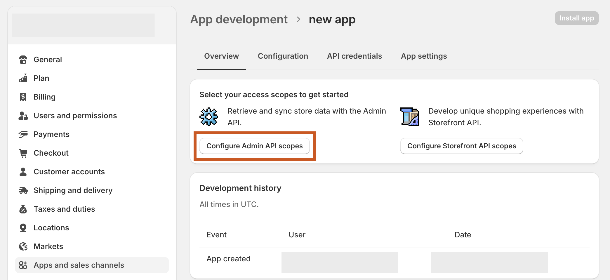 Configure Admin API scopes