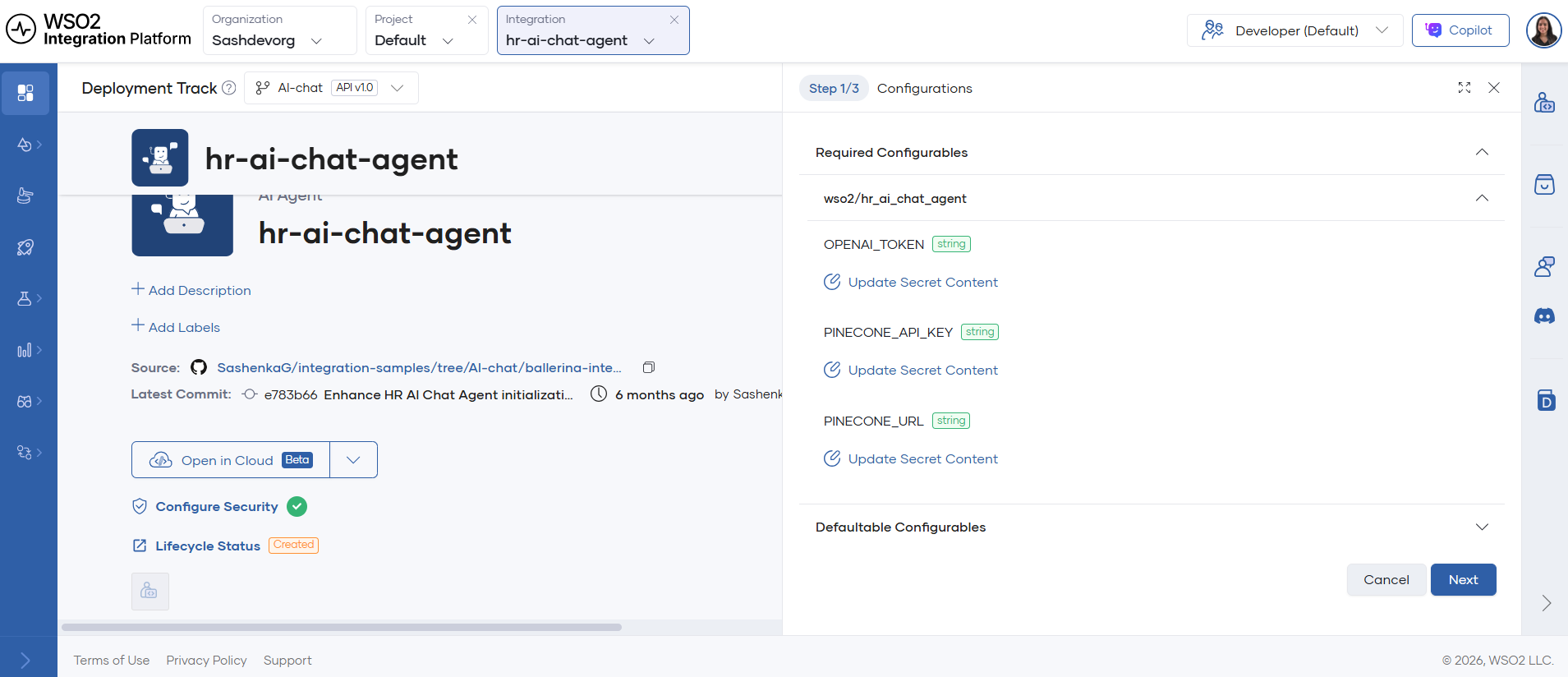 Configure secrets and environment variables