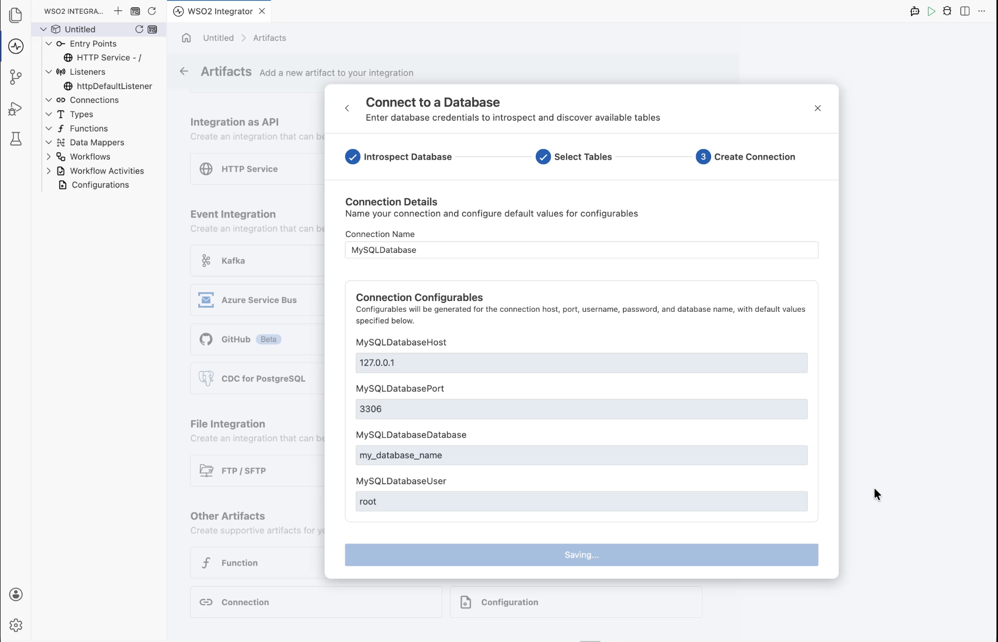 Connection name and configurables