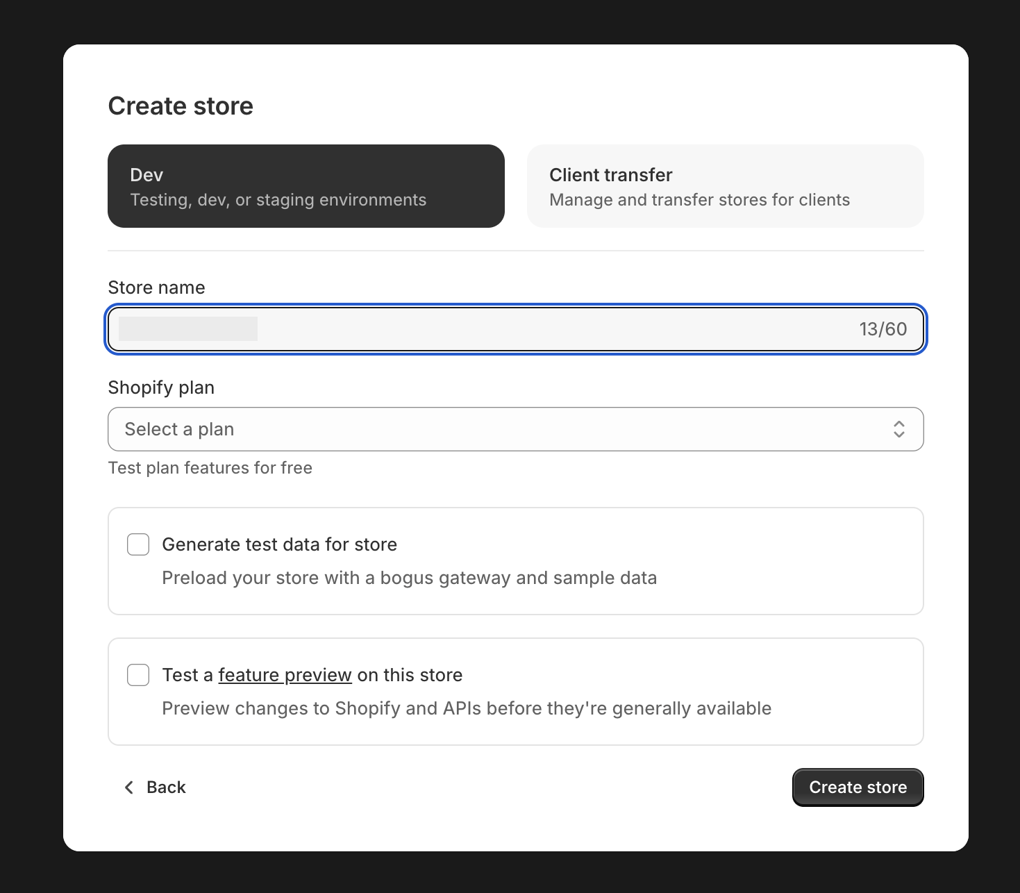 Store configuration