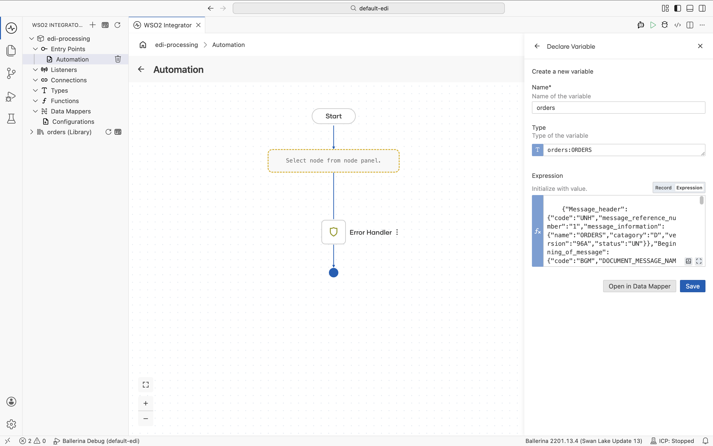 Declare order variable