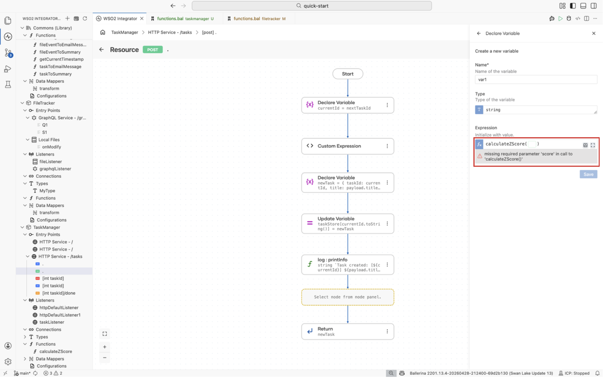 Inline diagnostic for a missing required parameter