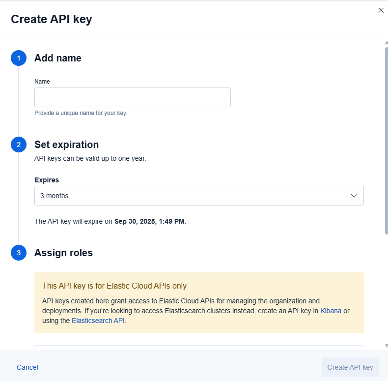 API keys management