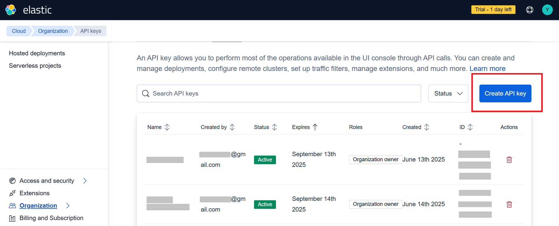Organization settings