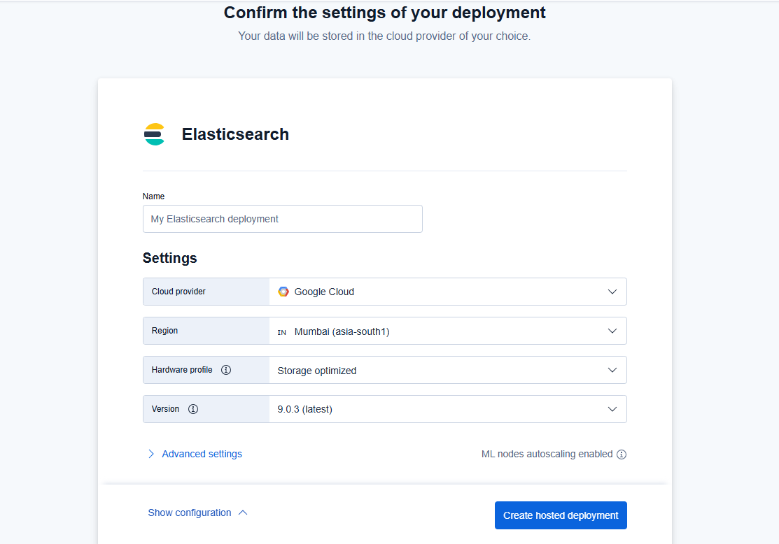Create deployment form
