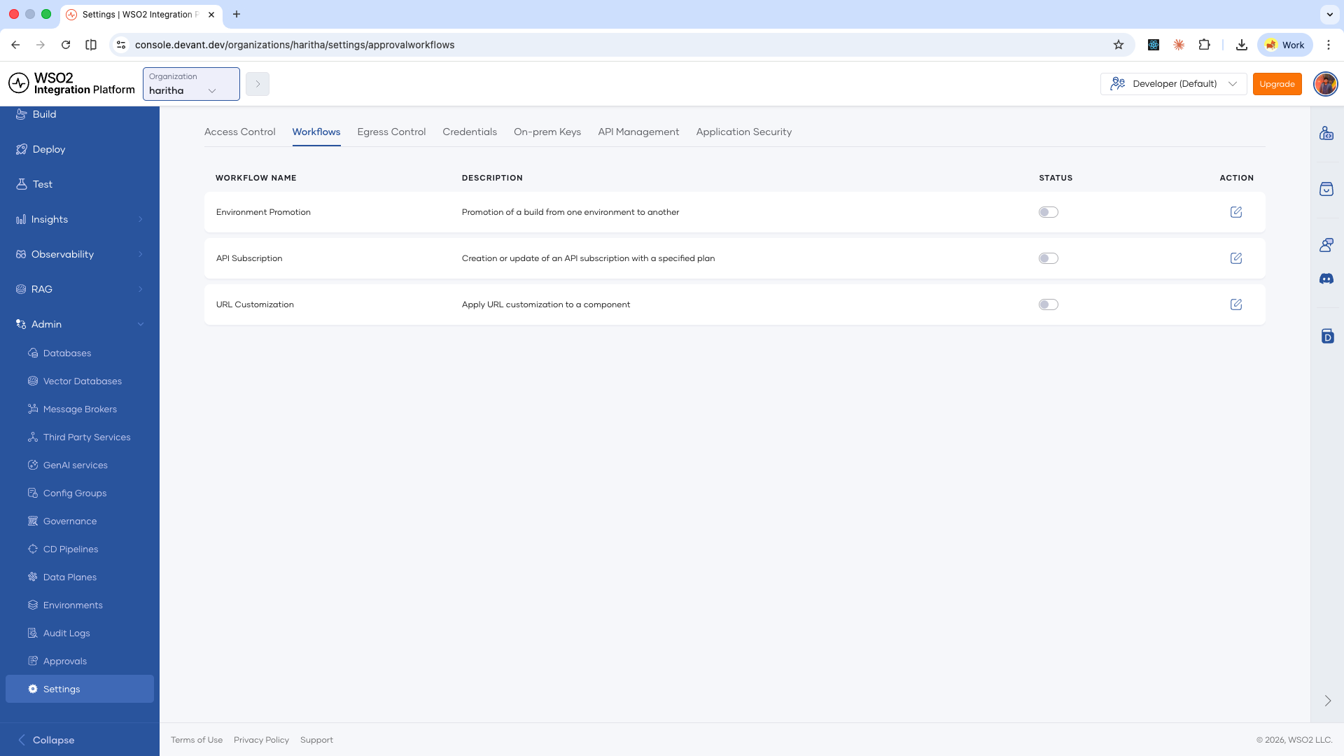 Workflows tab showing the Environment Promotion workflow