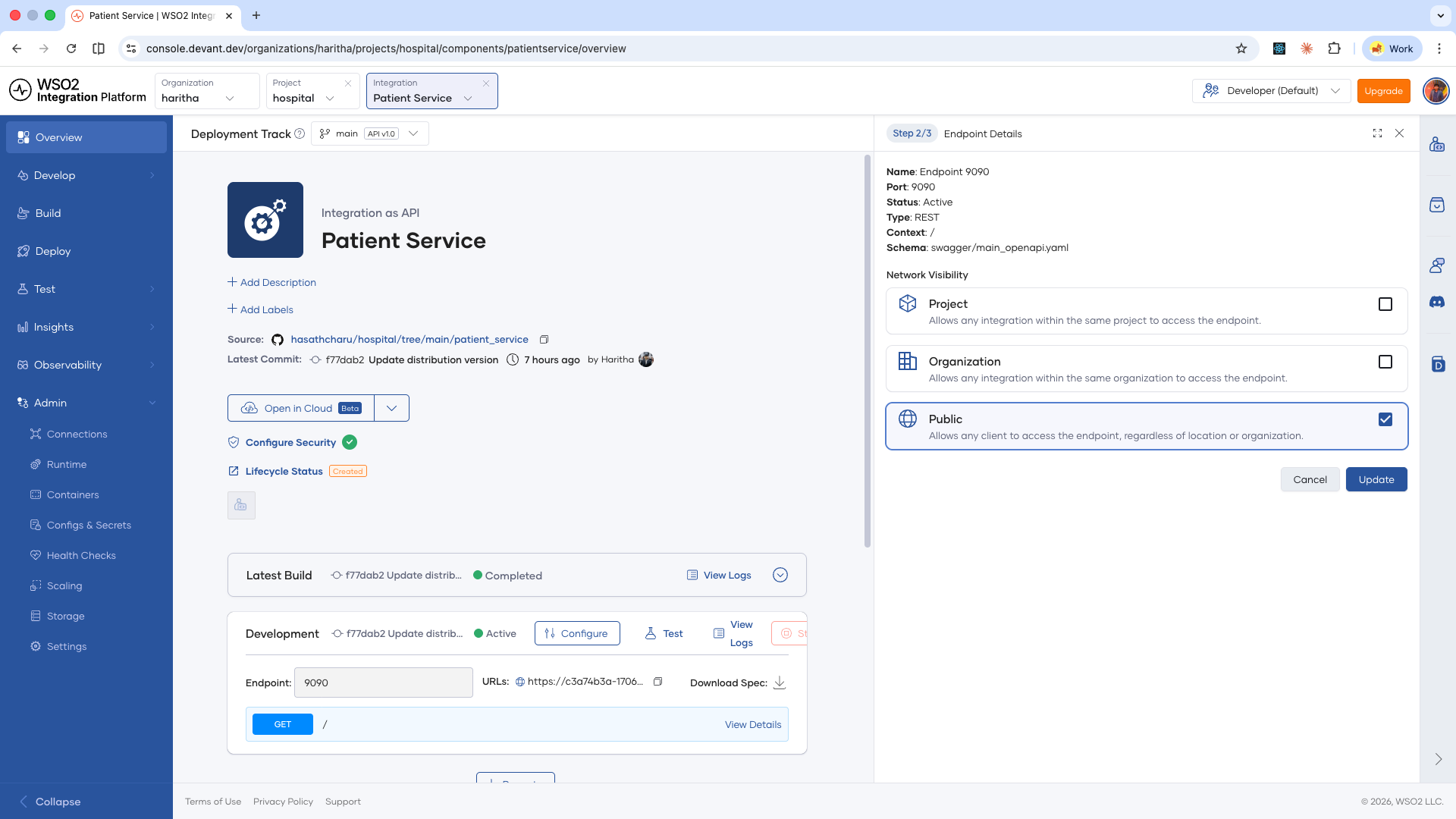 Endpoint visibility level settings