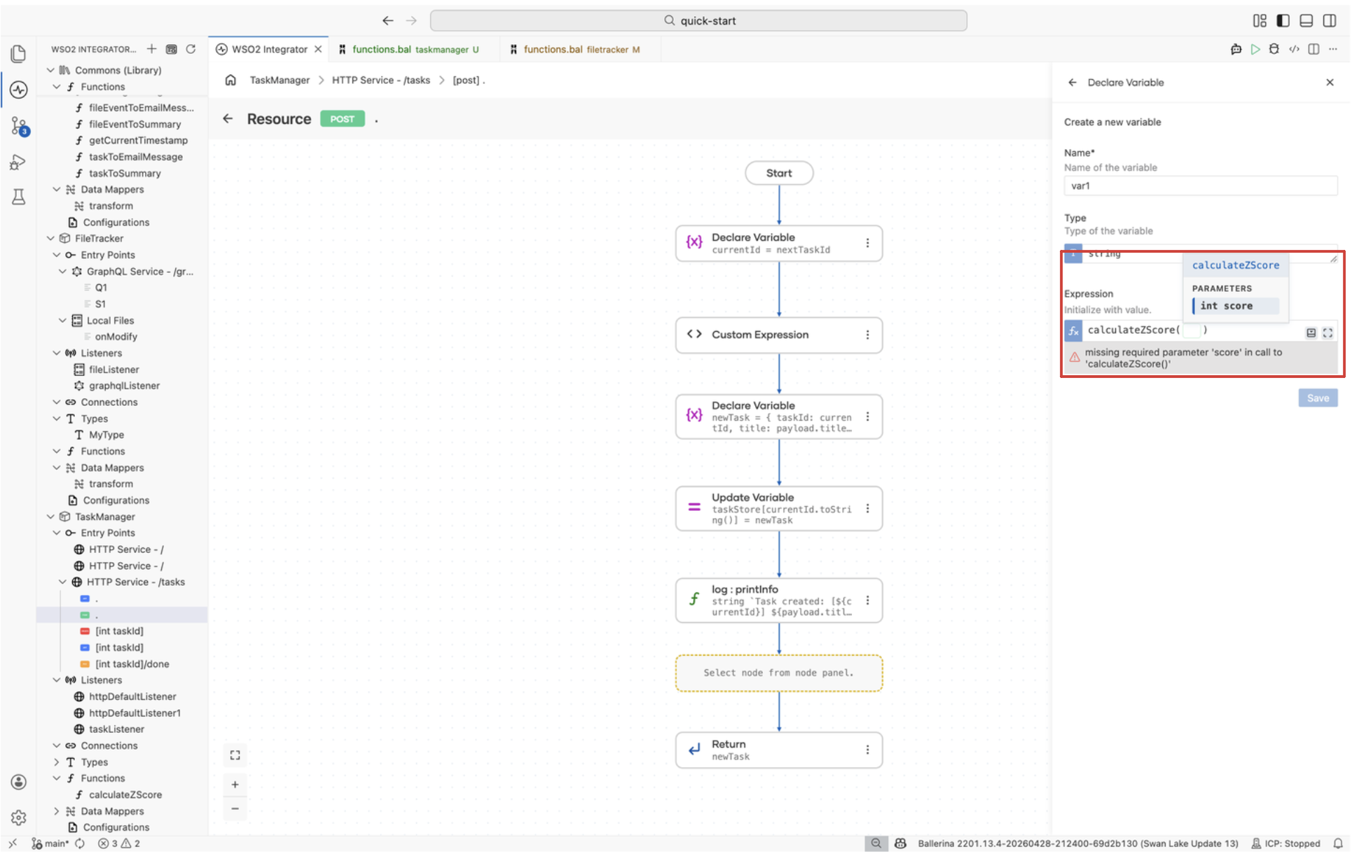 Function parameter type suggestions for calculateZScore