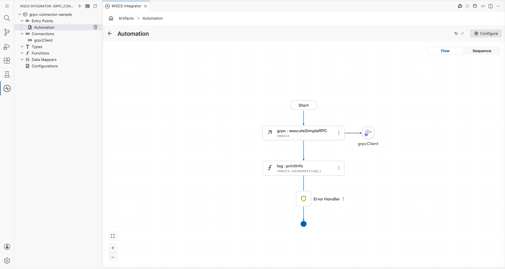 Completed gRPC automation flow