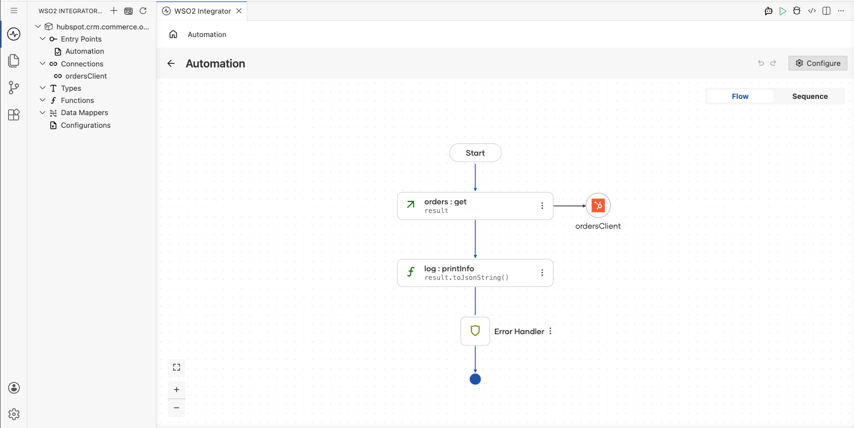 Completed HubSpot CRM Commerce Orders automation flow
