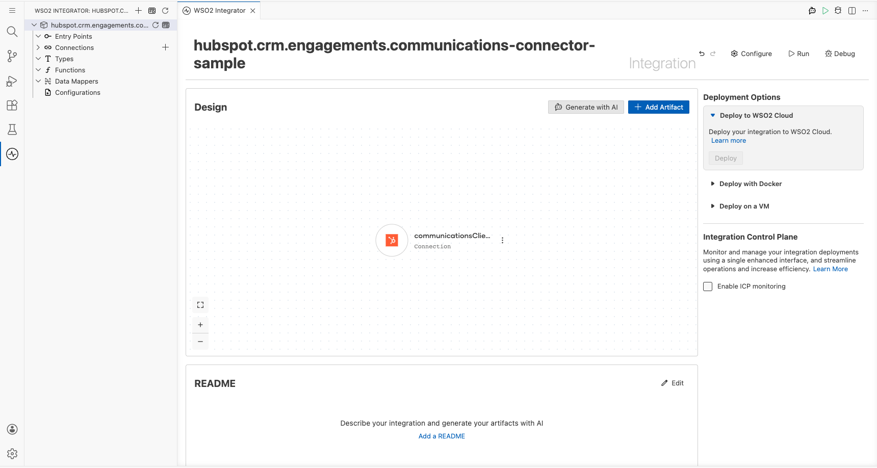 HubSpot Communications Connections panel showing communicationsClient entry after saving