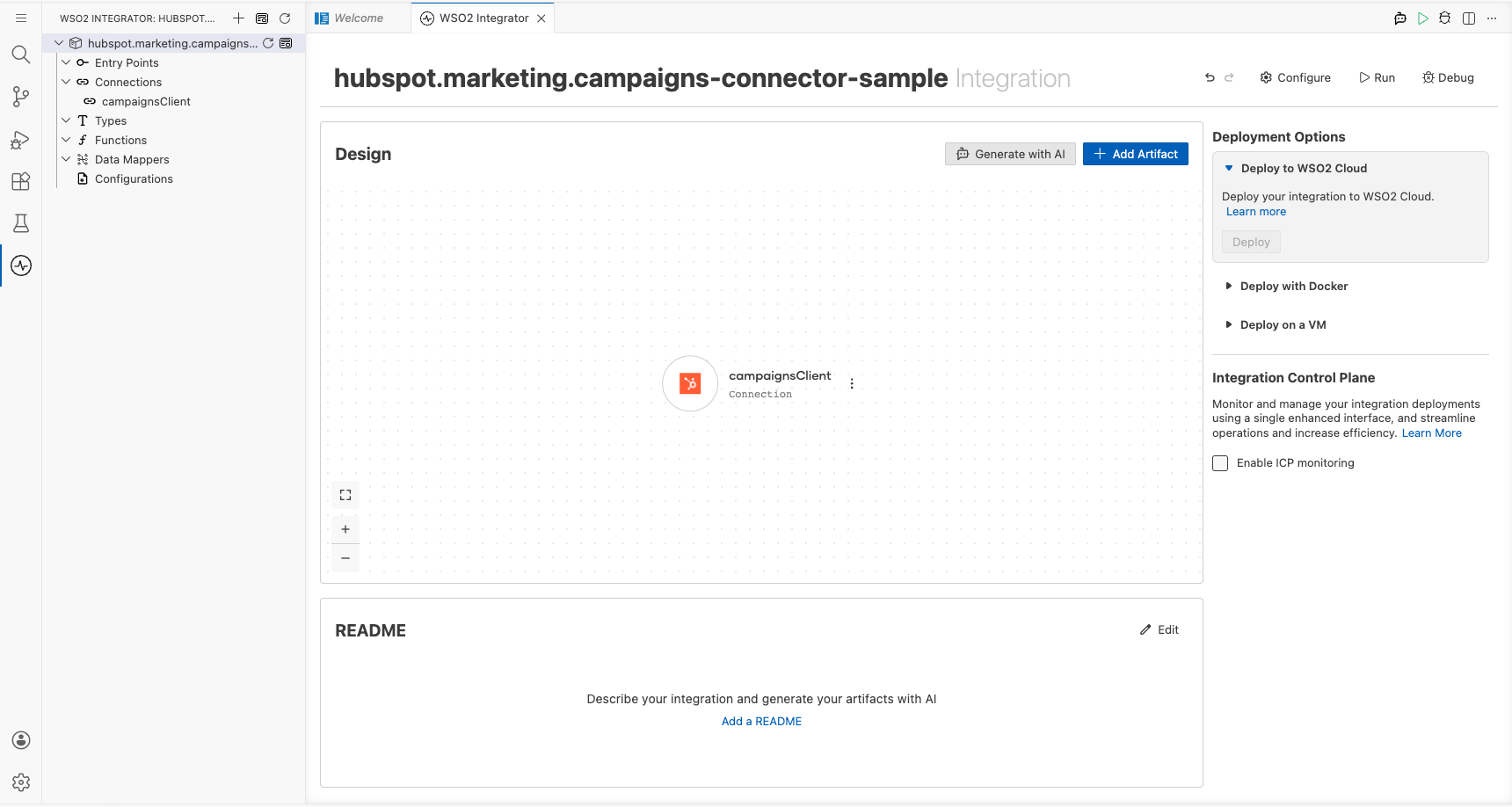 HubSpot Marketing Campaigns Connections panel showing campaignsClient entry after saving
